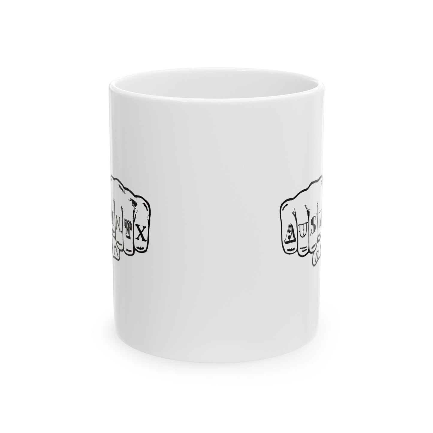 Austin Texas Knuckle Tats Tattooed Fists Mug