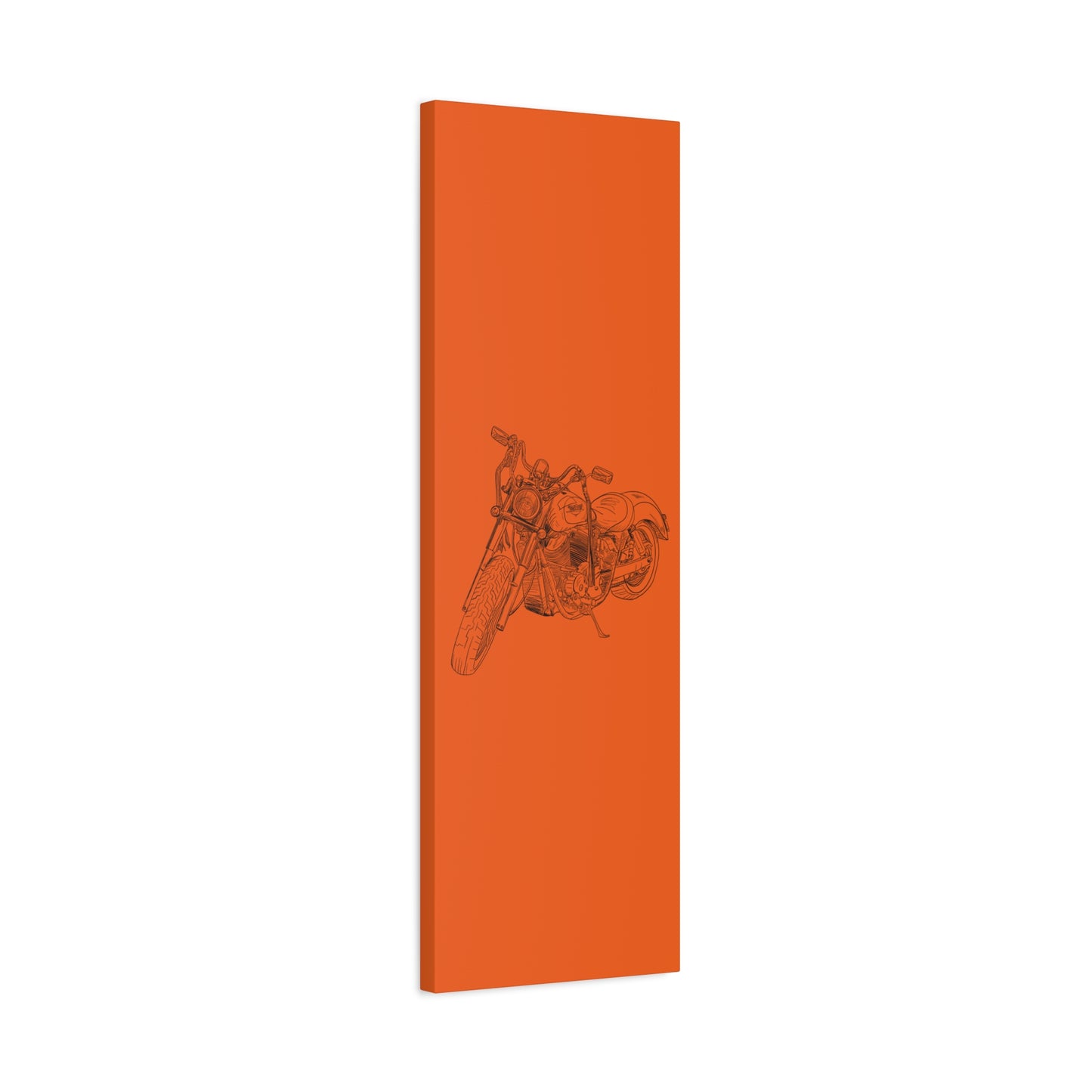 Ride Me Harley Motorcycle Sketch Canvas Print - Black Ink on Orange Background