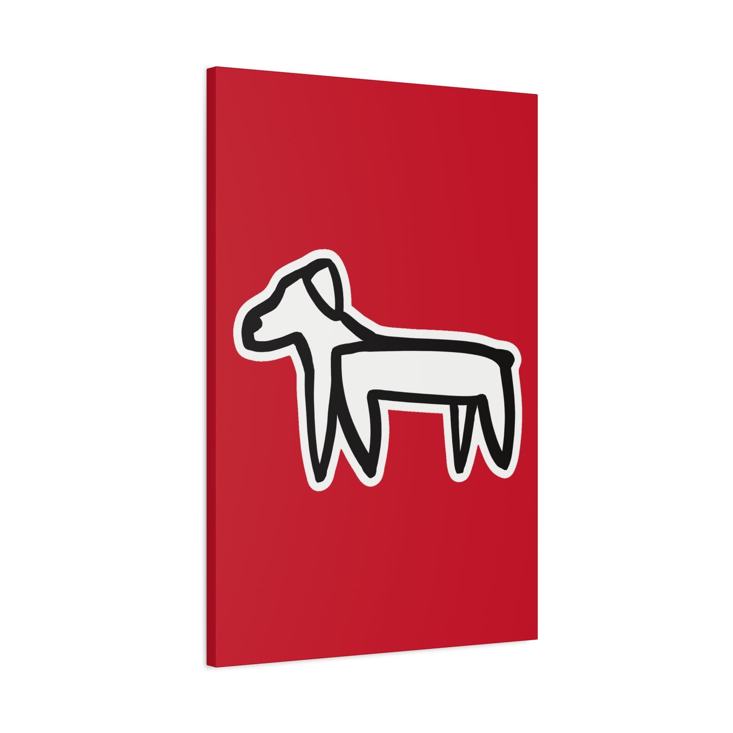 Dog Canvas Print on Red (Sticker Style White Dog) - Dog Art Print