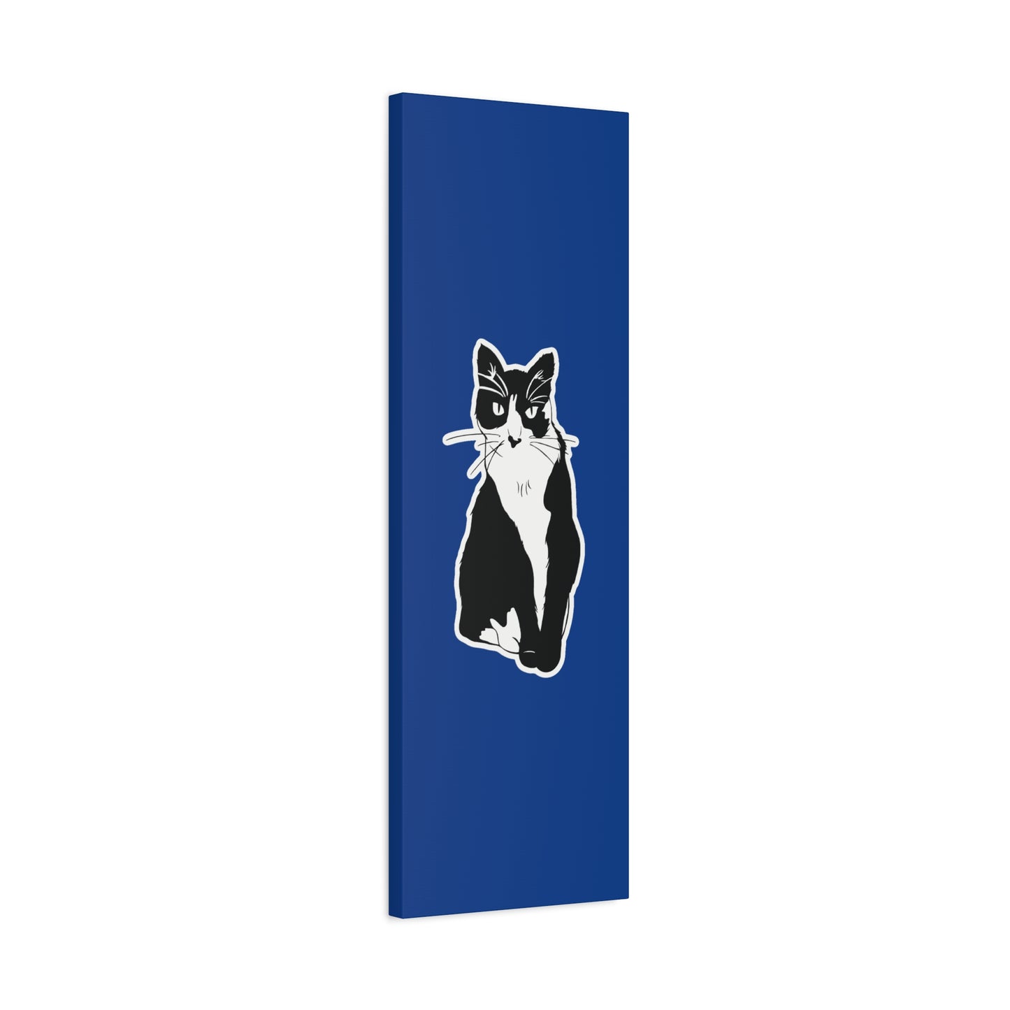 Cat Canvas Print on Dark Blue (Sticker Style Cat) - Cat Drawing Art
