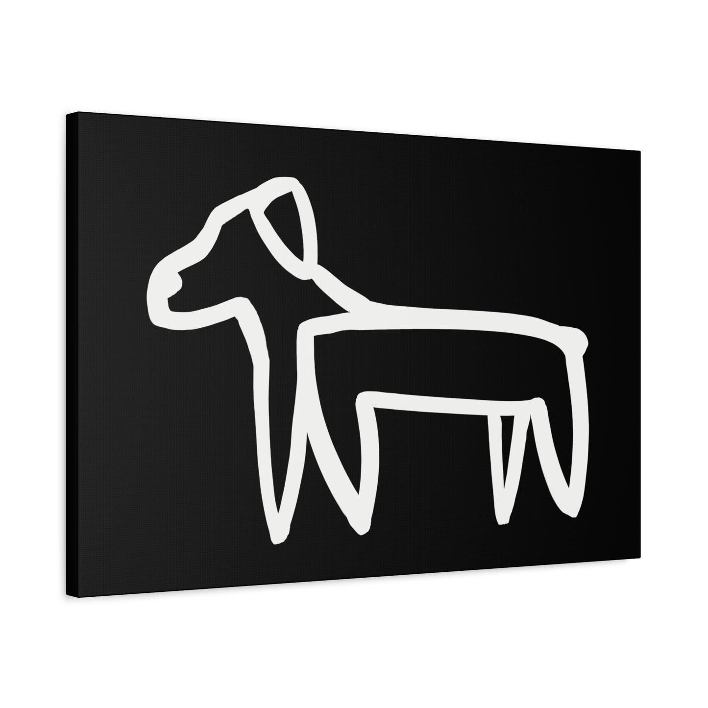 Dog Canvas Print on Black (Transparent Style White Dog) - Dog Art Print