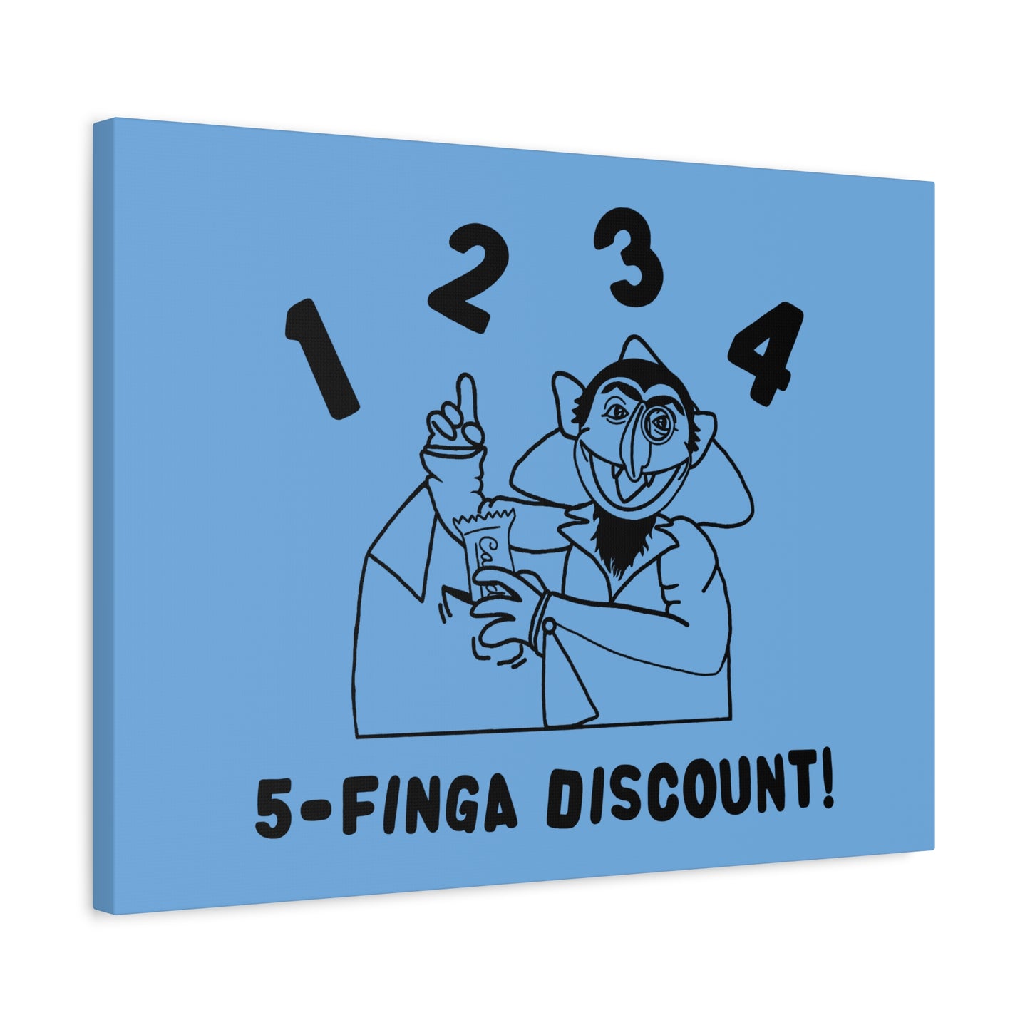 Five Finger Discount Outline Canvas Print Light Blue - Sesame Street The Count Parody Art Print