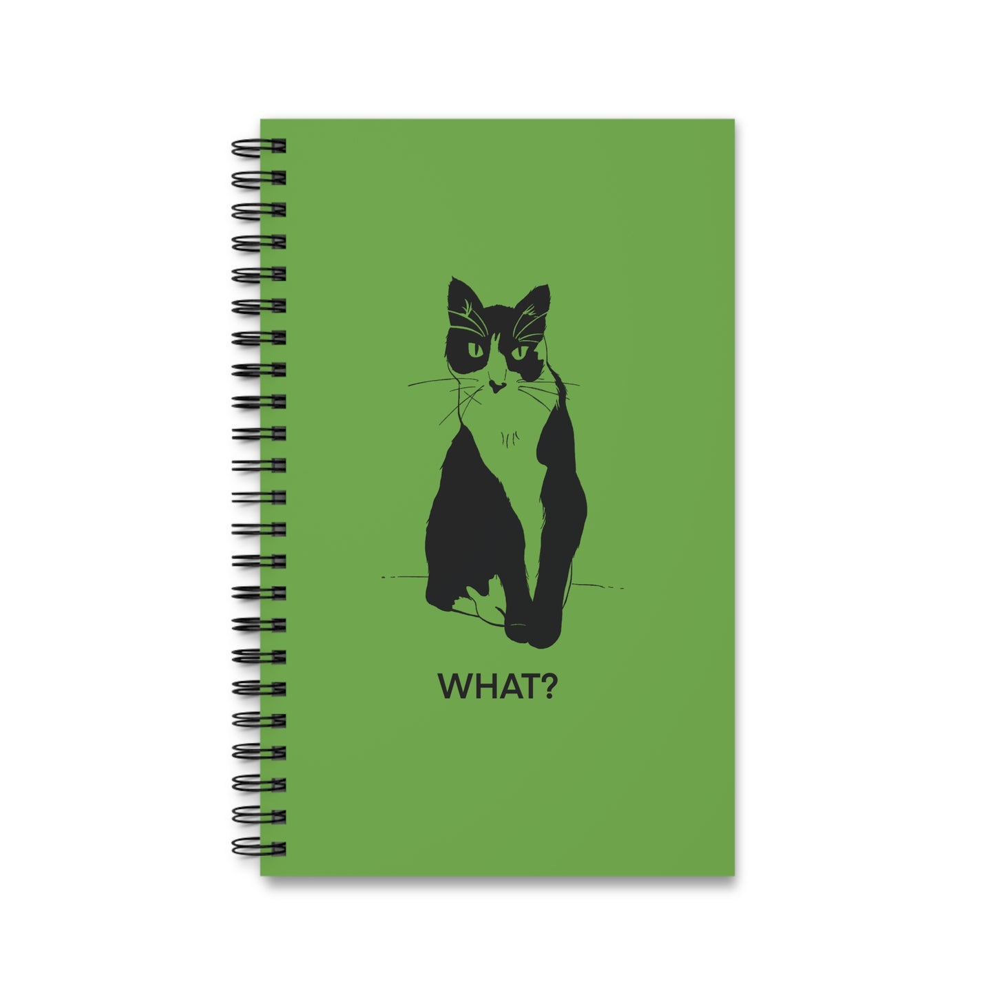 Cattitude Notebook in Light Green (Transparent Style Cat) - Cat Spiral Notebook