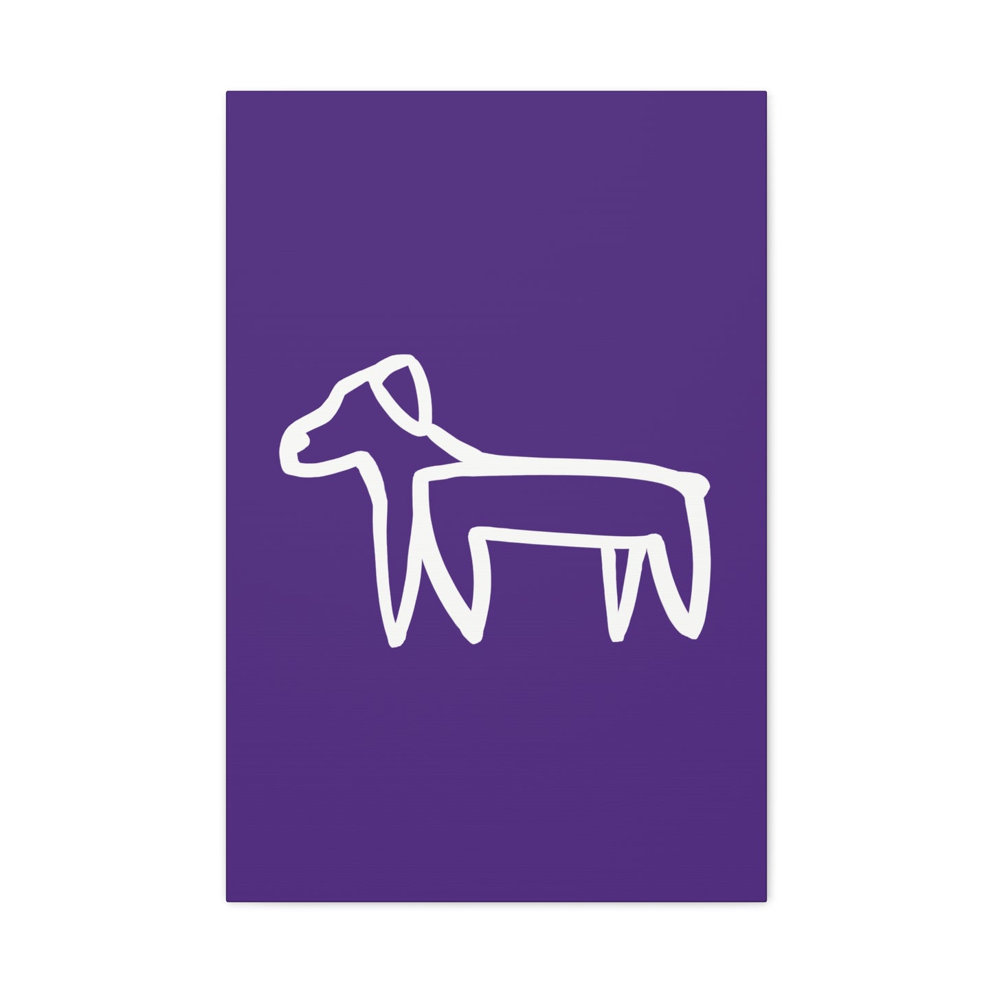 Dog Canvas Print on Purple (Transparent Style White Dog) - Dog Art Print