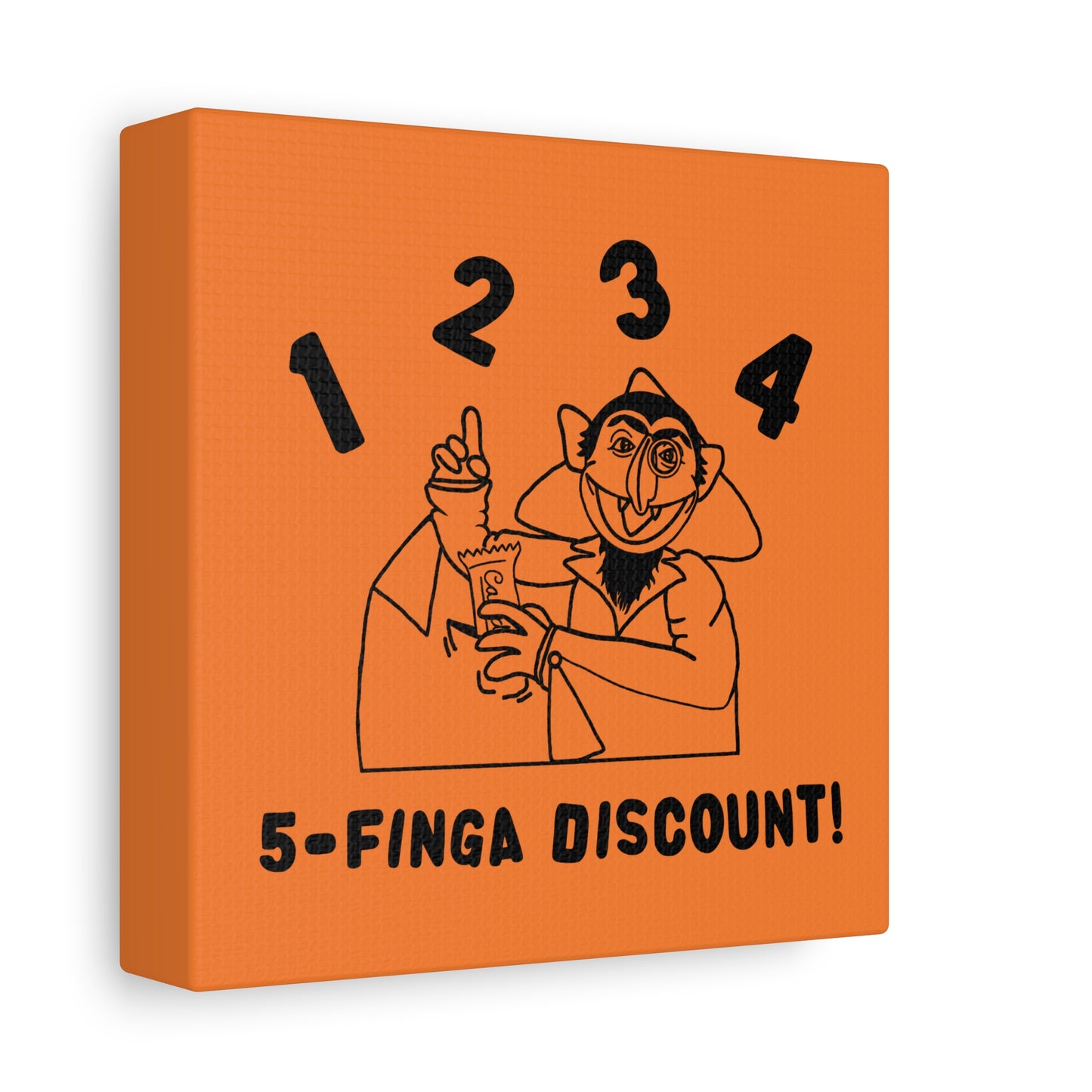 Five Finger Discount Outline Canvas Print Light Orange - Sesame Street The Count Parody Art Print