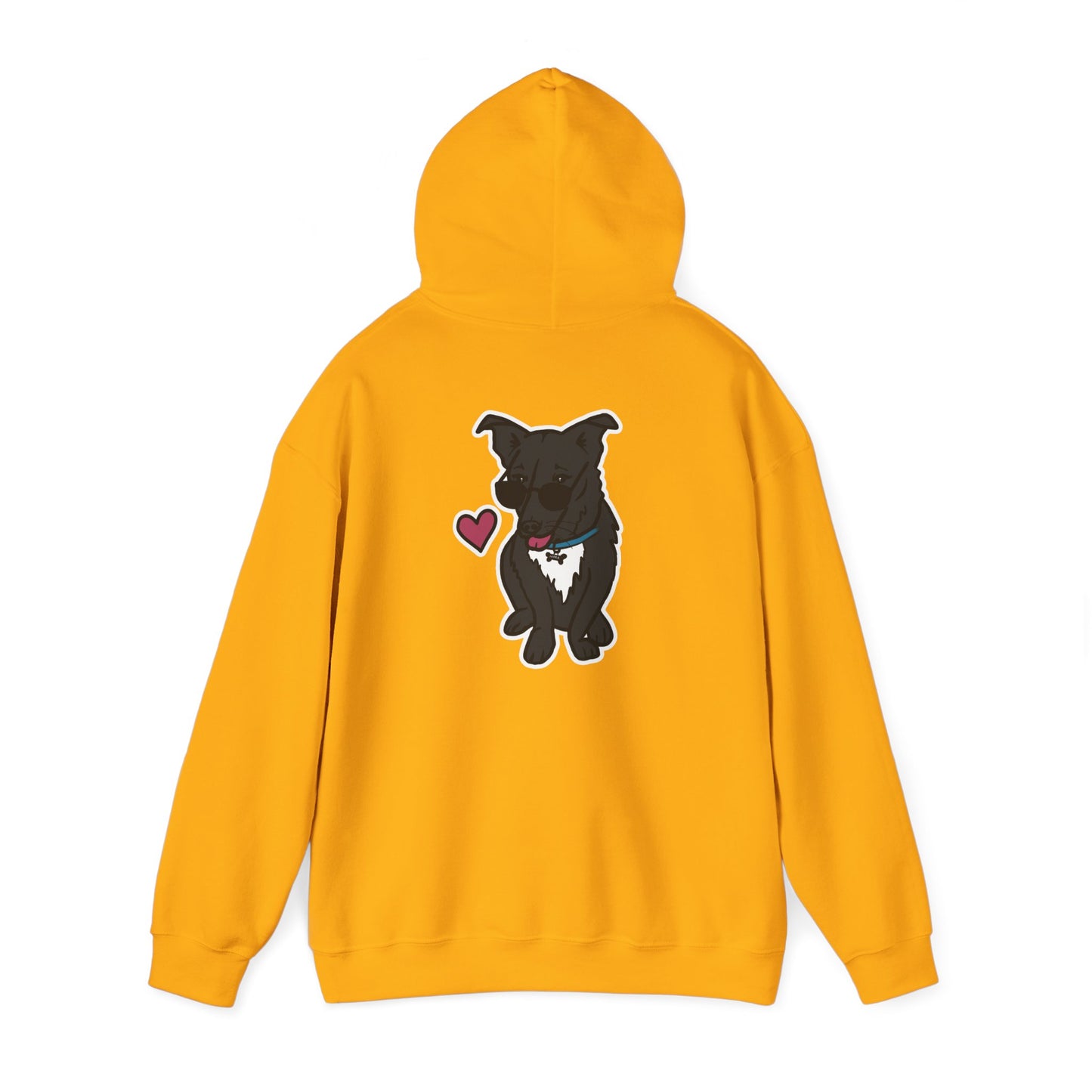Nora the Dog Heart Hoodie Back Design (Sticker Style Nora) - Nora Hooded Sweatshirt