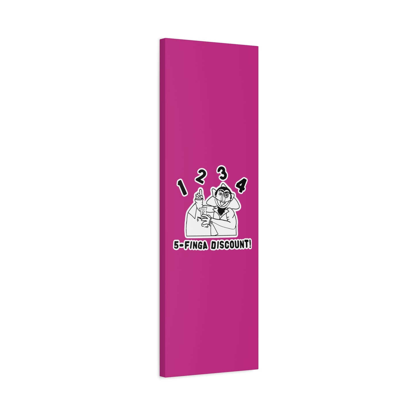 Five Finger Discount Outline Canvas Print Pink - Sesame Street The Count Parody Art Print