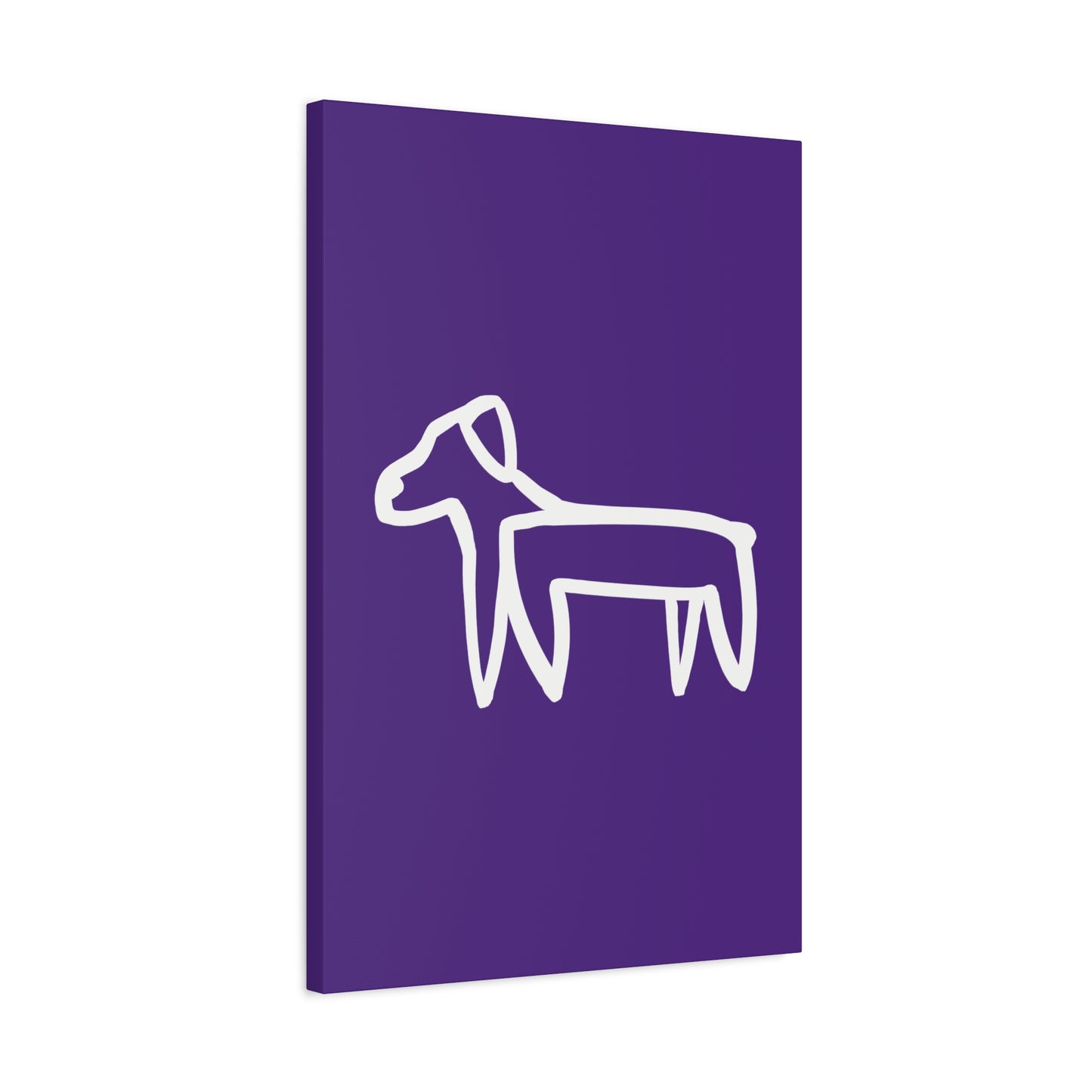 Dog Canvas Print on Purple (Transparent Style White Dog) - Dog Art Print