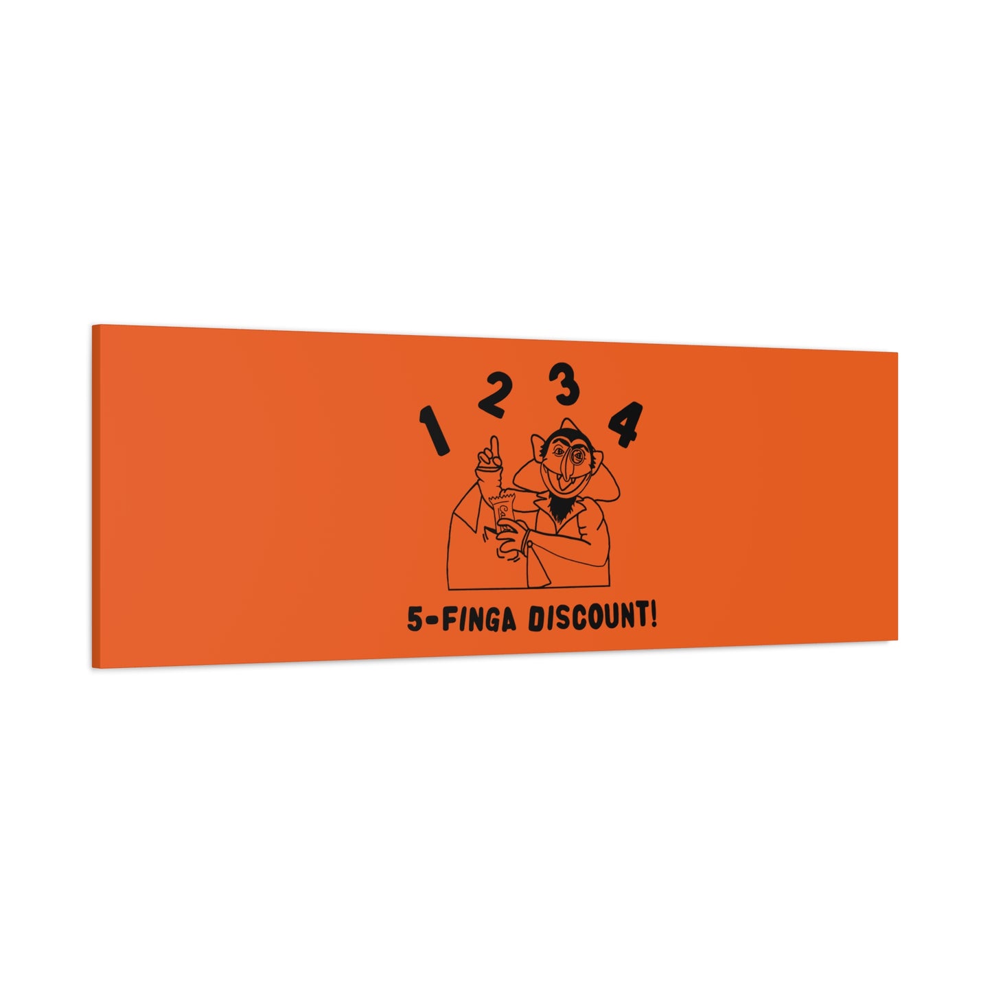 Five Finger Discount Outline Canvas Print Orange - Sesame Street The Count Parody Art Print