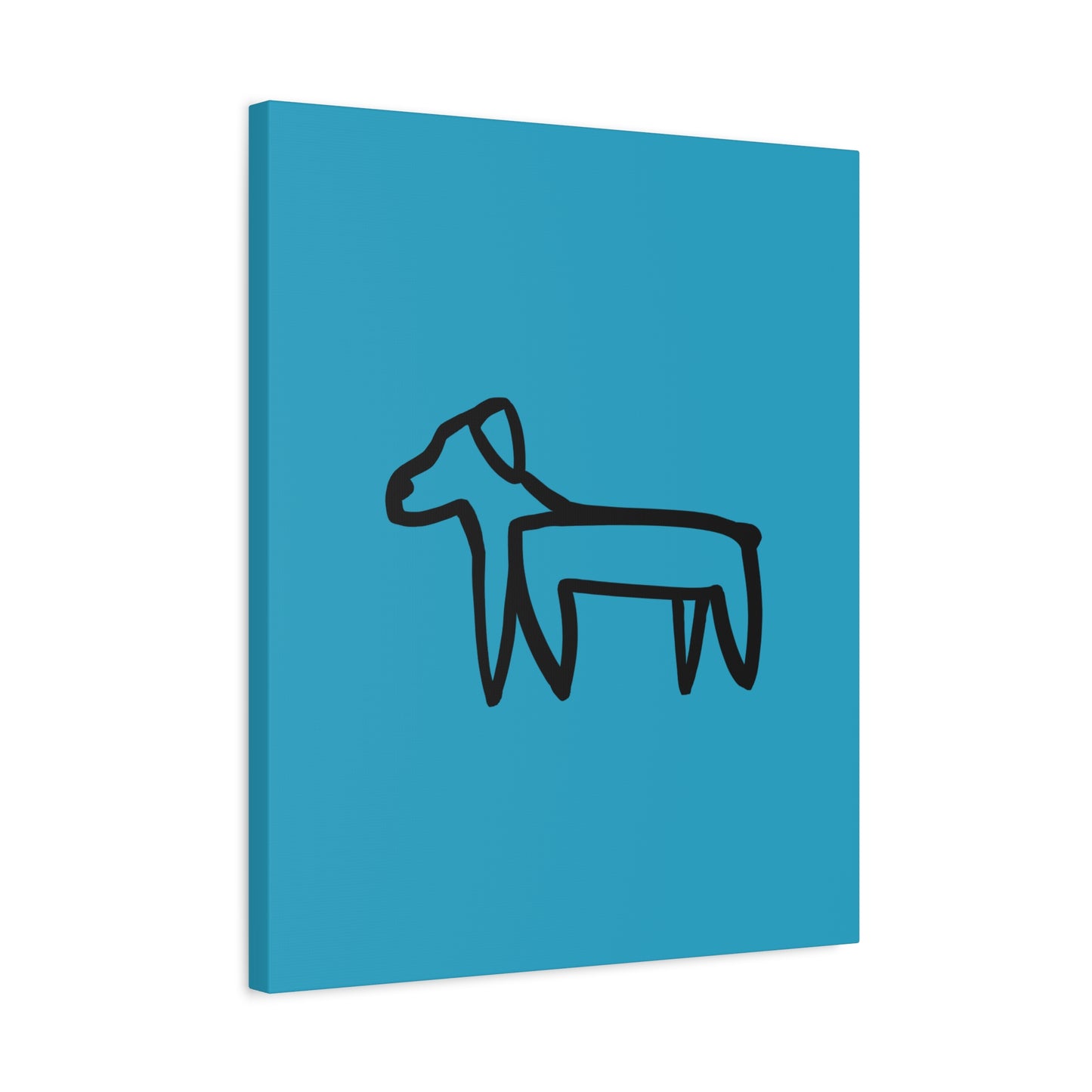 Dog Canvas Print on Turquoise (Transparent Style Black Dog) - Dog Drawing Canvas