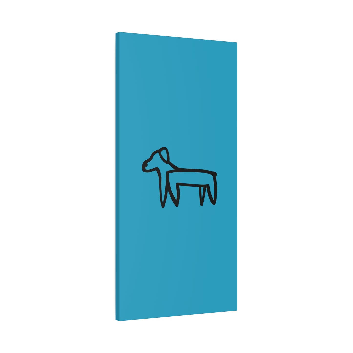 Dog Canvas Print on Turquoise (Transparent Style Black Dog) - Dog Drawing Canvas