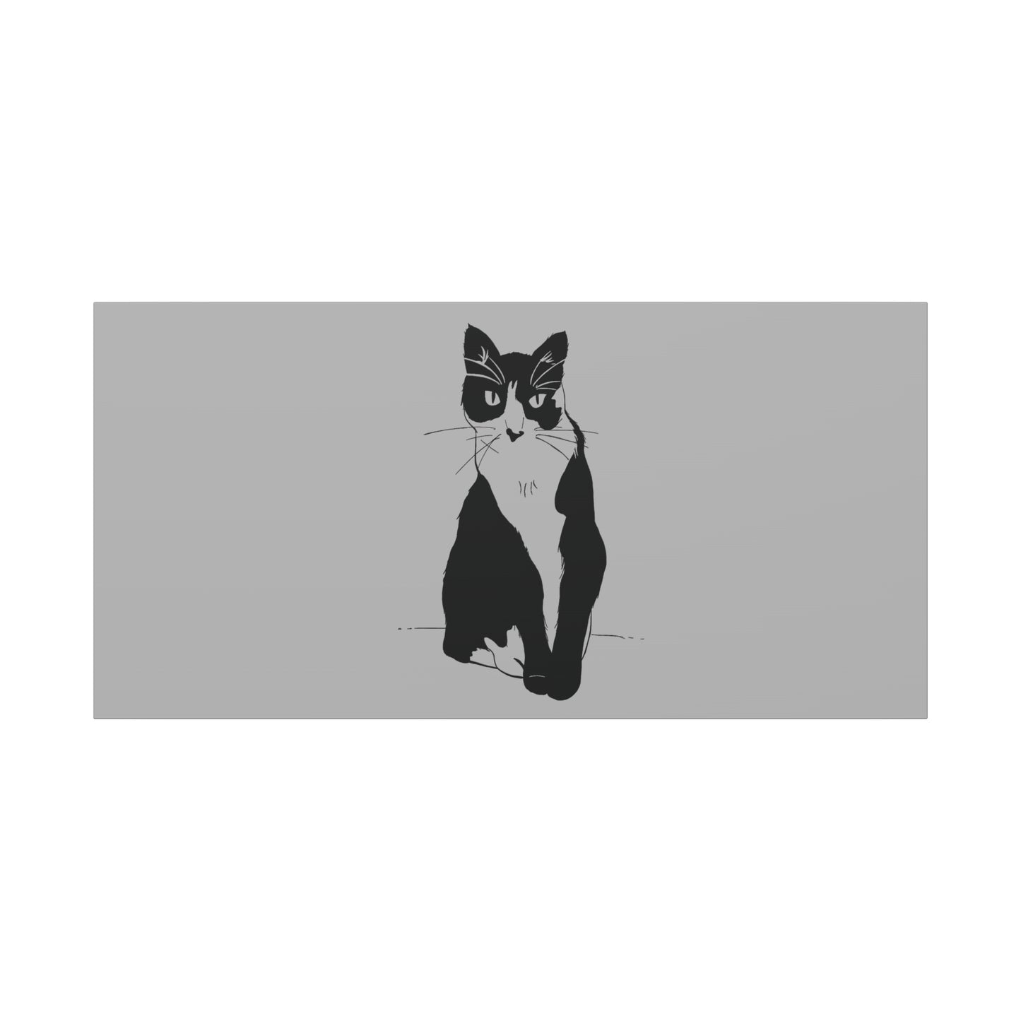 Cat Canvas Print on Grey (Transparent Style Cat) - Cat Drawing Art