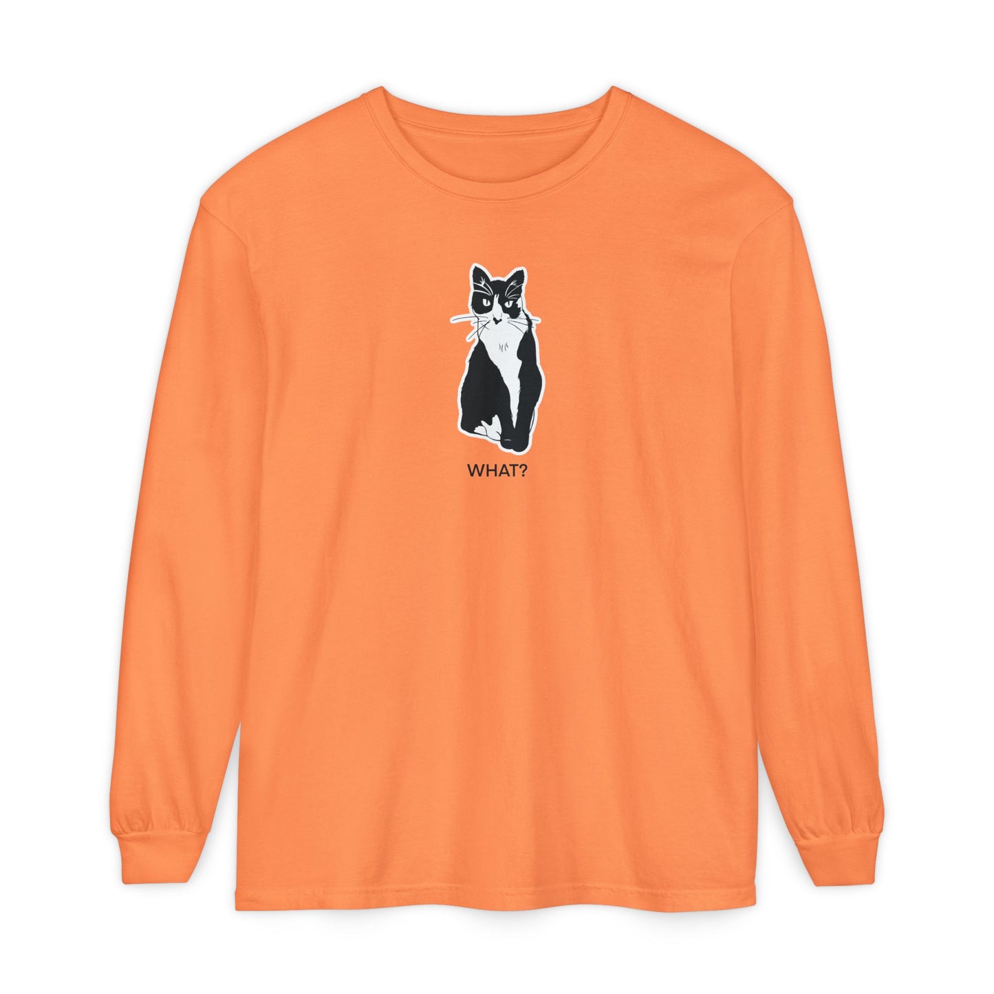 Cattitude Long Sleeve Tee (Sticker Style Cat) - Cat What Shirt