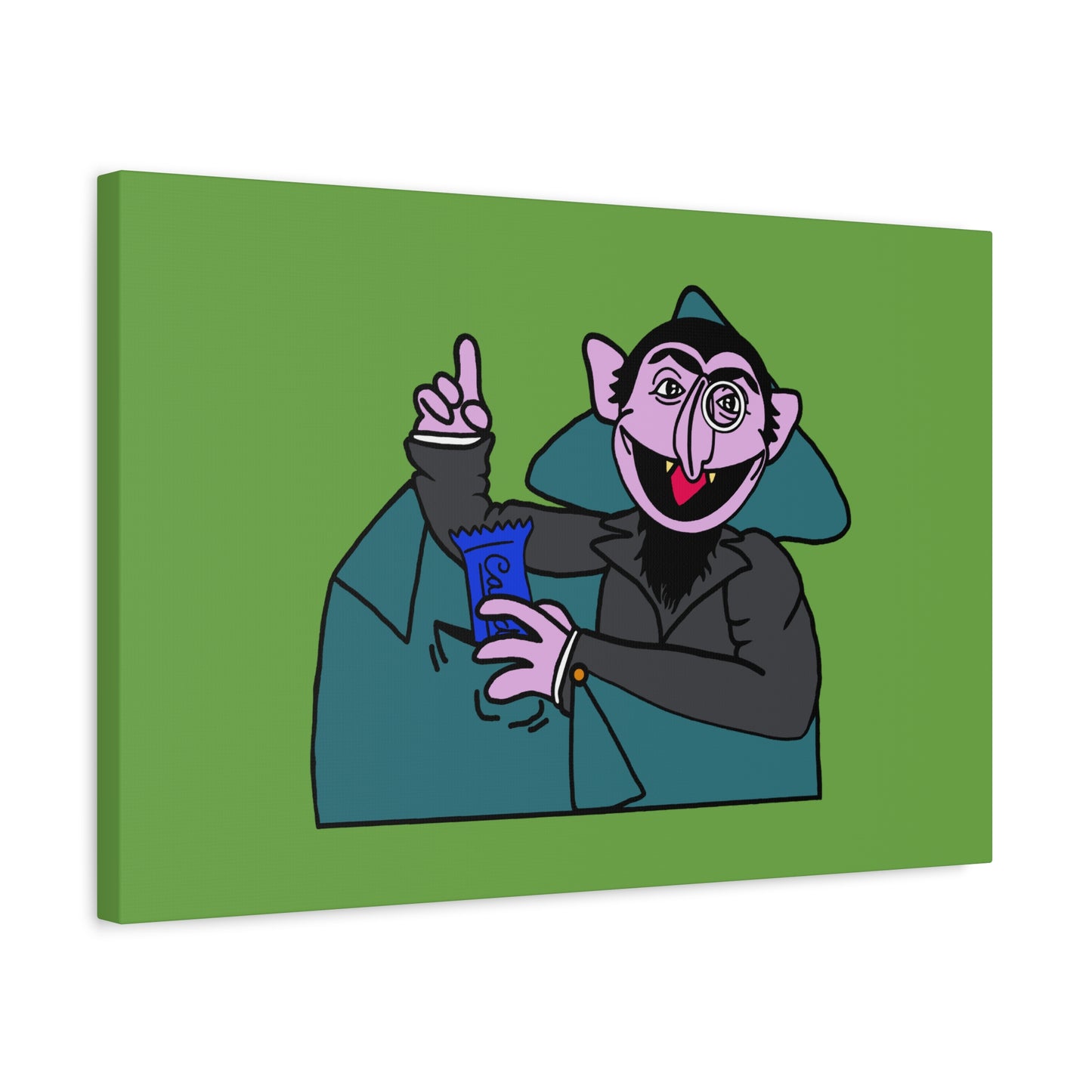 The Count Stealing Candy Canvas Print Green - Sesame Street The Count Parody Art