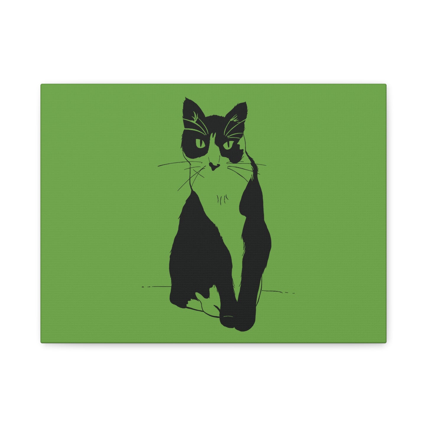 Cat Canvas Print on Green (Transparent Style Cat) - Cat Drawing Art
