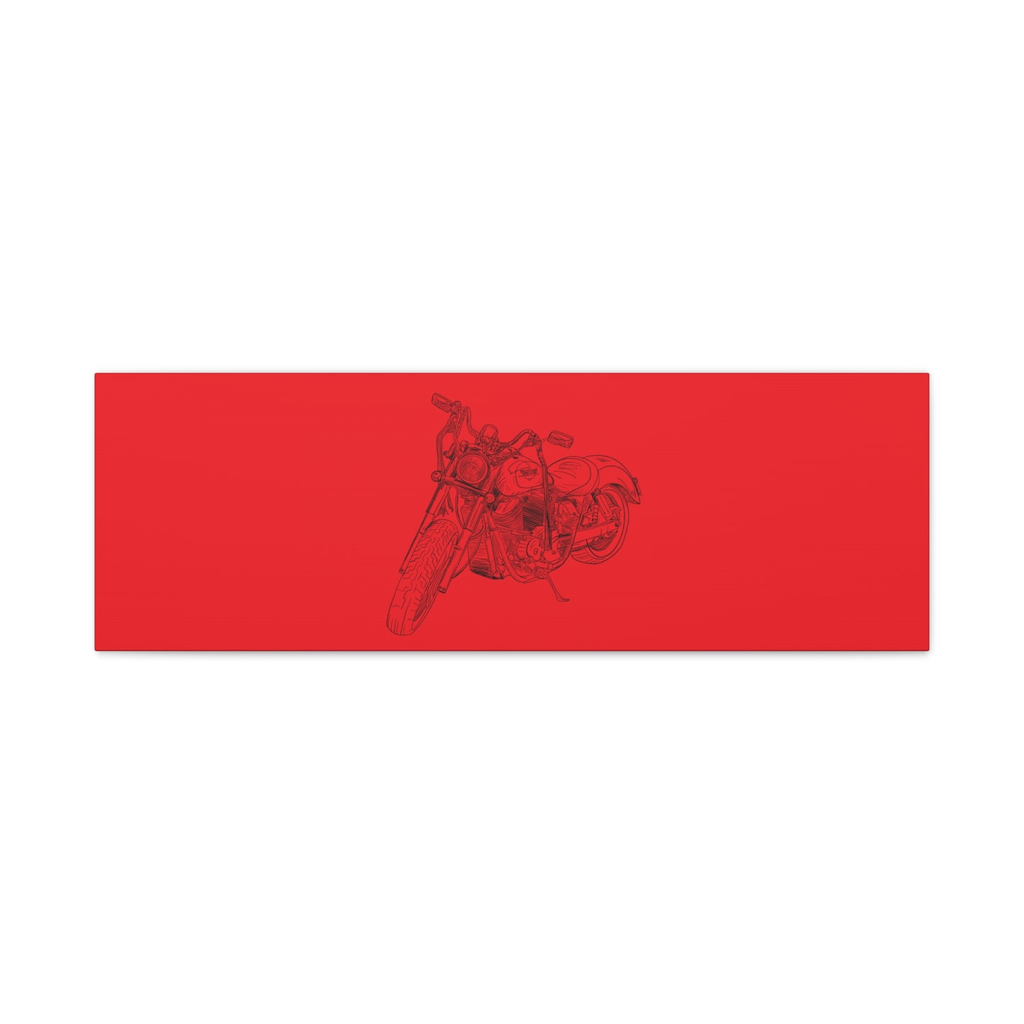 Ride Me Harley Motorcycle Sketch Canvas Print - Black Ink on Red Background