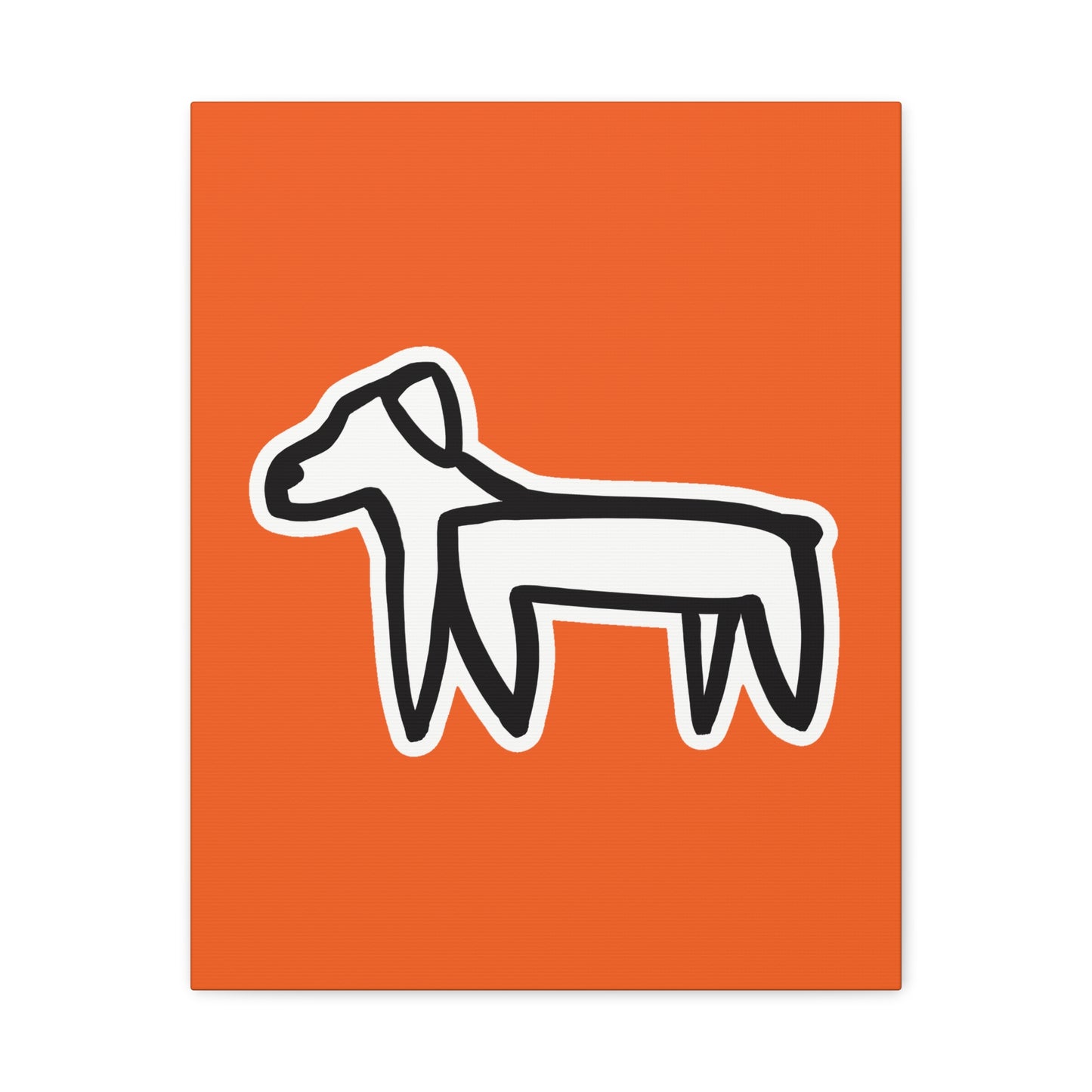 Dog Canvas Print on Orange (Sticker Style White Dog) - Dog Art Print