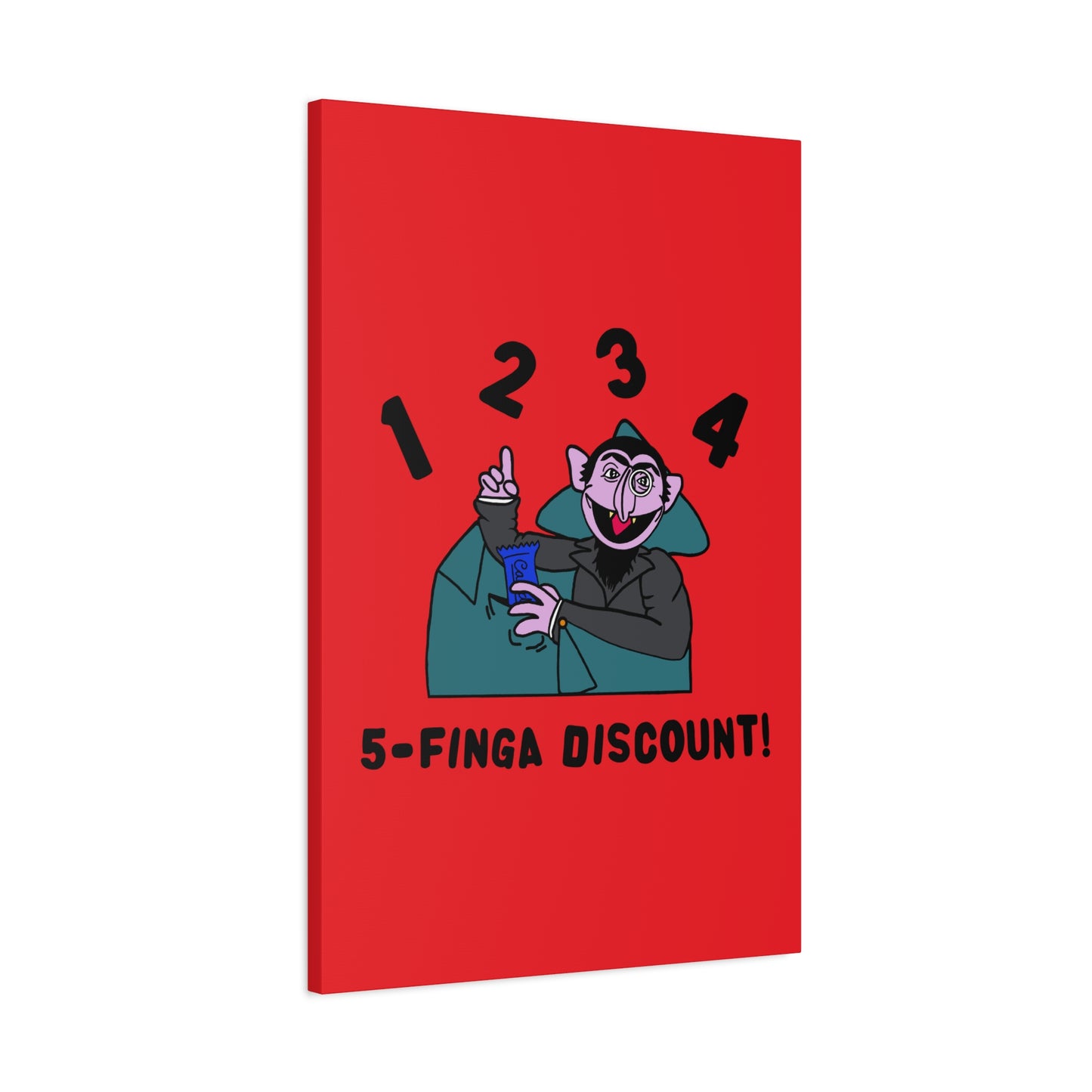 Five Finger Discount Canvas Print Red - Sesame Street The Count Parody Art Print