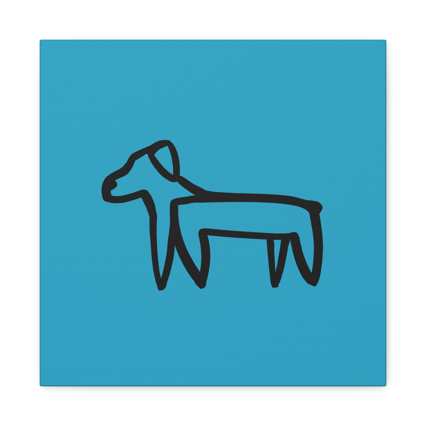 Dog Canvas Print on Turquoise (Transparent Style Black Dog) - Dog Drawing Canvas