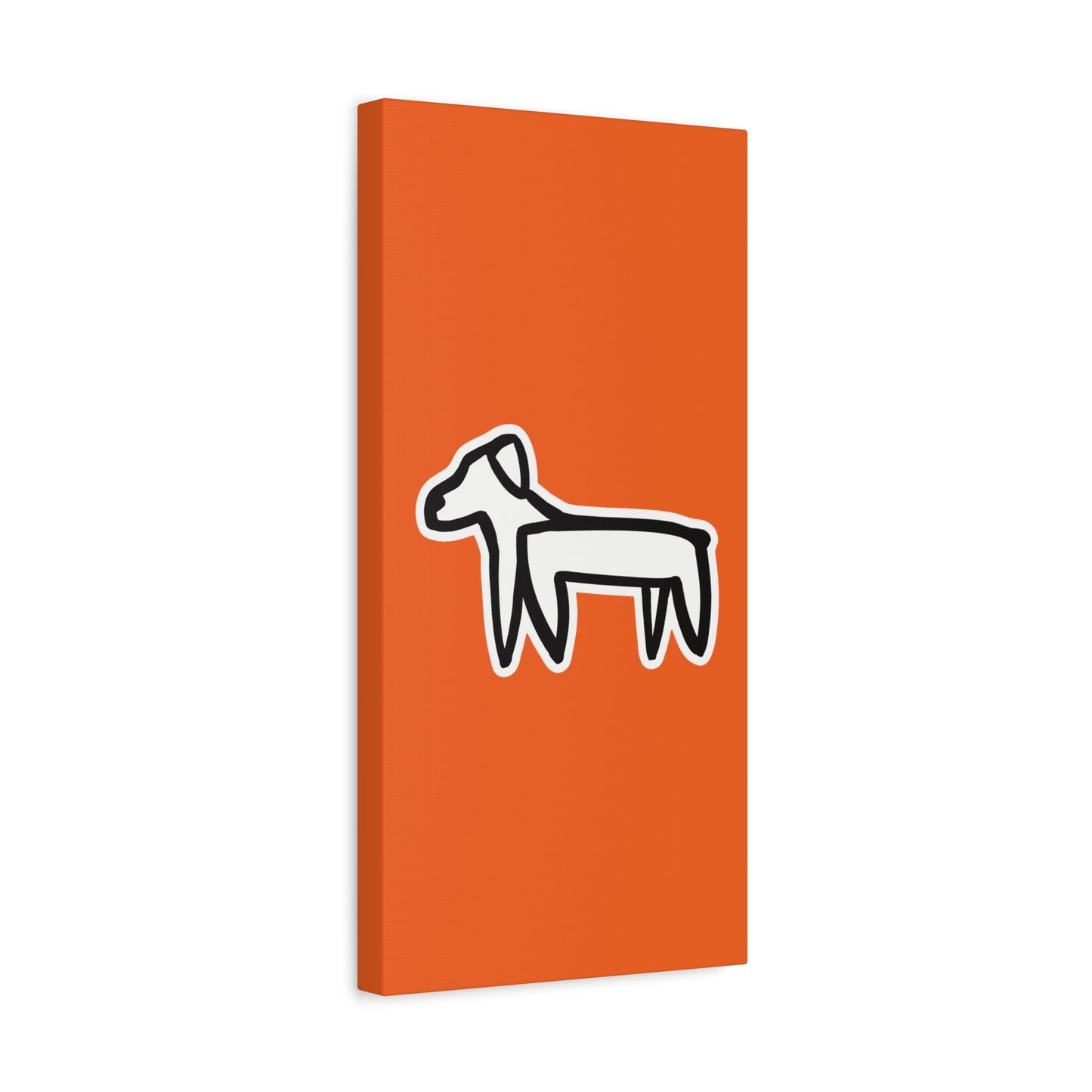 Dog Canvas Print on Orange (Sticker Style White Dog) - Dog Art Print