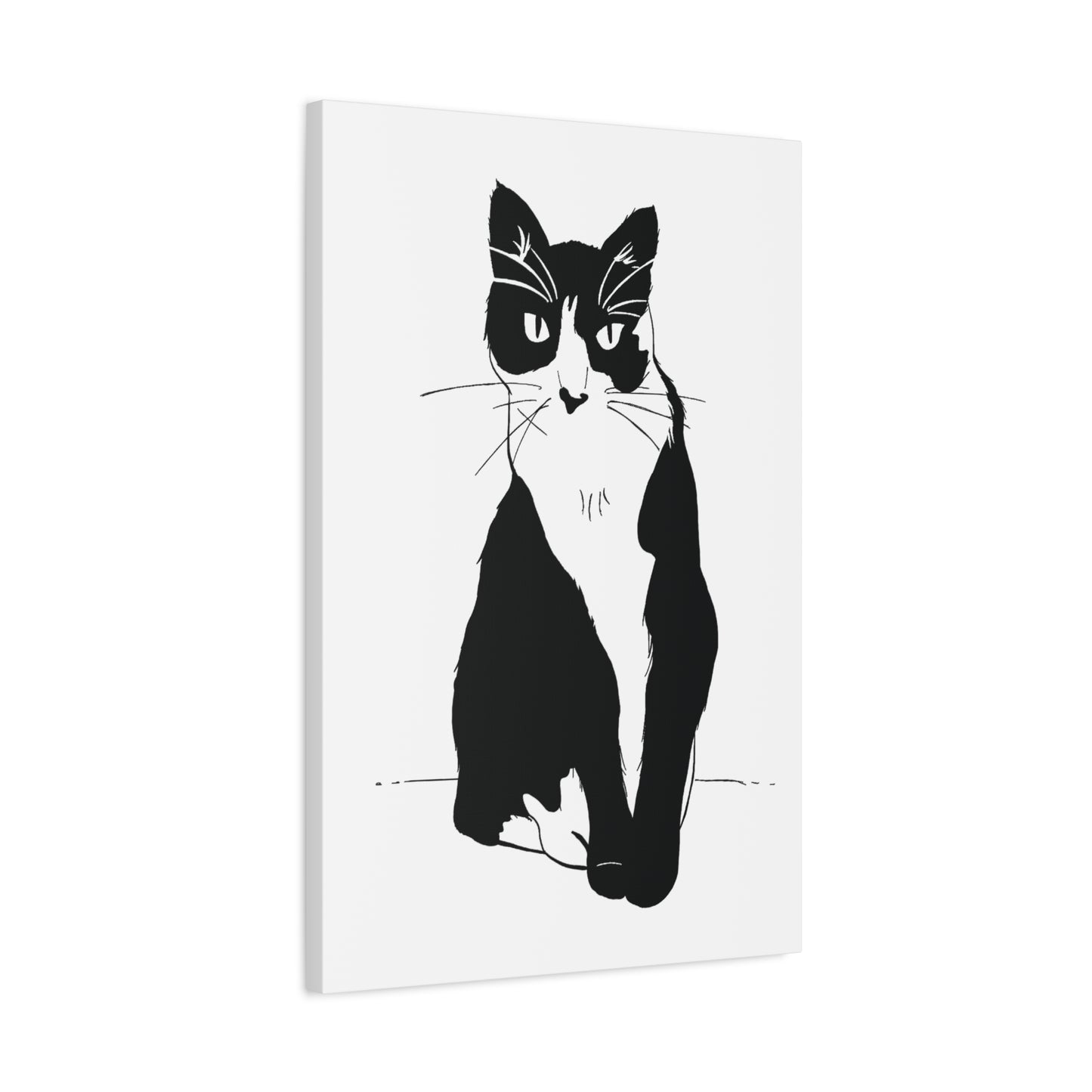 Cat Canvas Print on White (Transparent Style Cat) - Cat Drawing Art