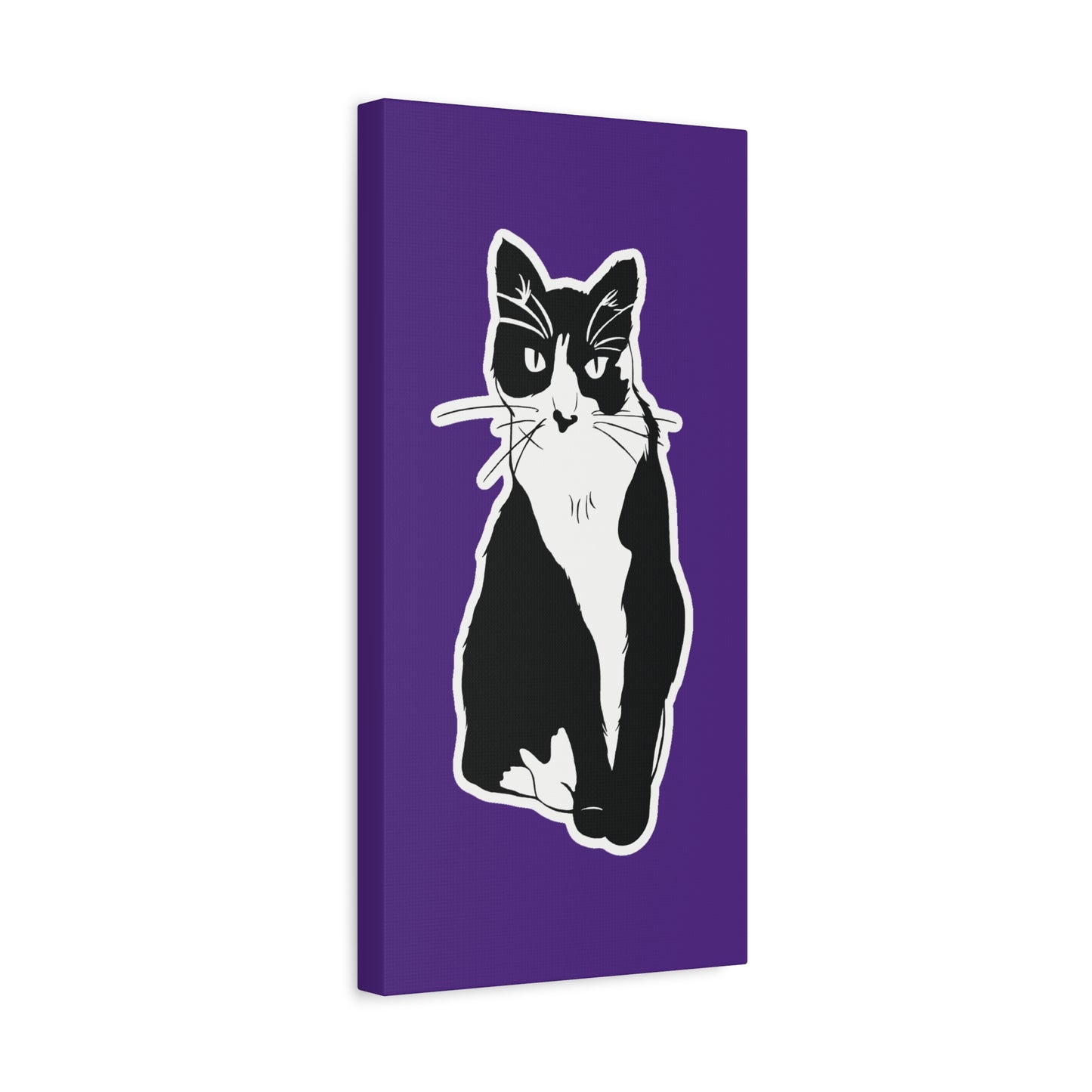 Cat Canvas Print on Purple (Sticker Style Cat) - Cat Drawing Art
