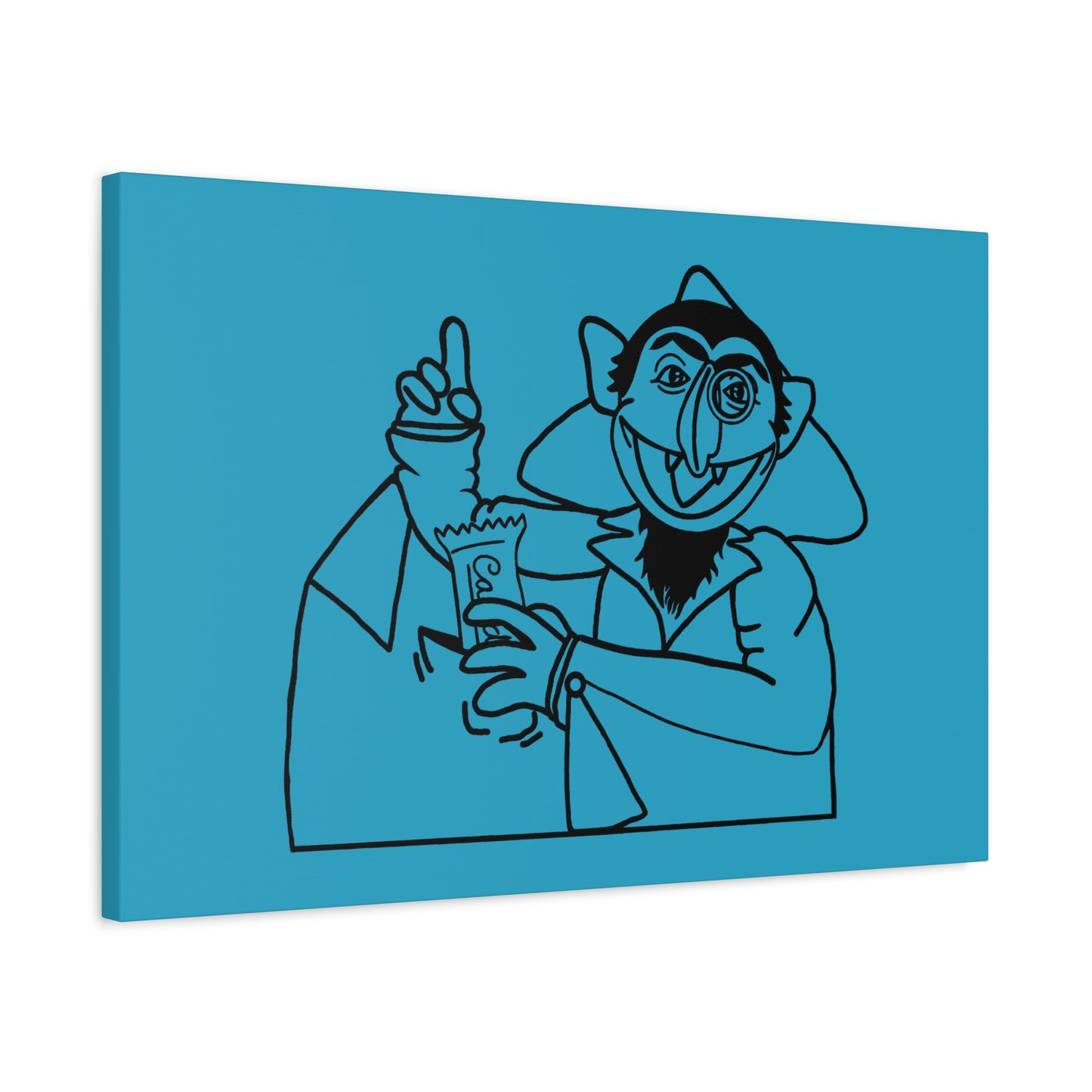 The Count Stealing Candy Outline Canvas Print Turquoise - Sesame Street The Count Art Print