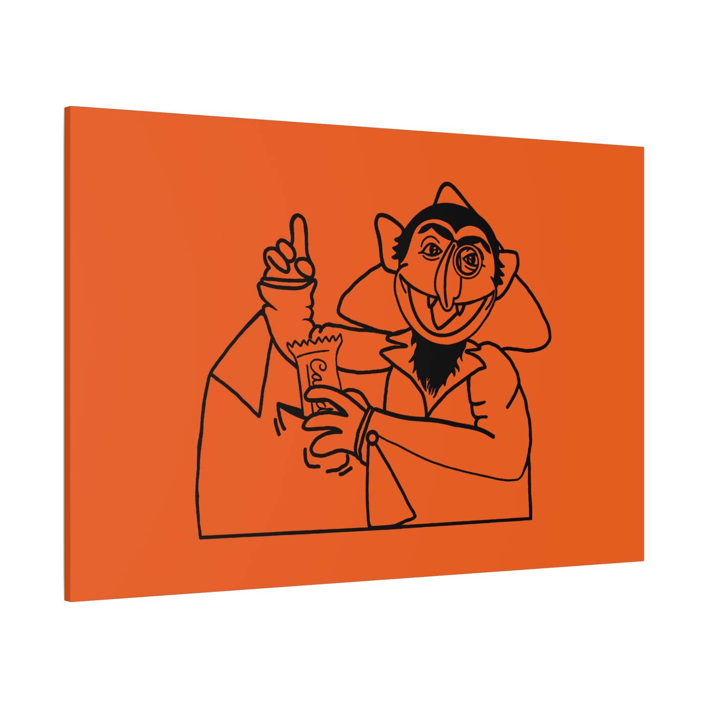 The Count Stealing Candy Outline Canvas Print Orange - Sesame Street The Count Parody Art Print