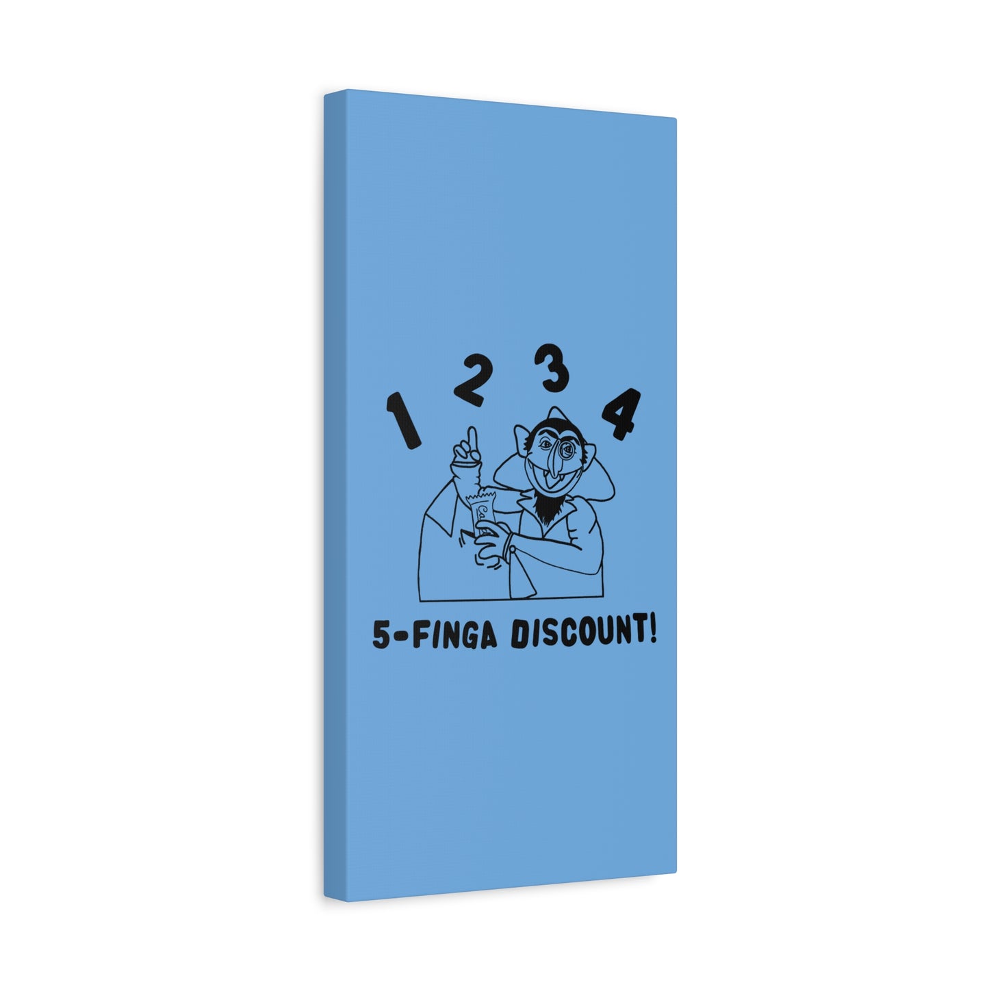 Five Finger Discount Outline Canvas Print Light Blue - Sesame Street The Count Parody Art Print