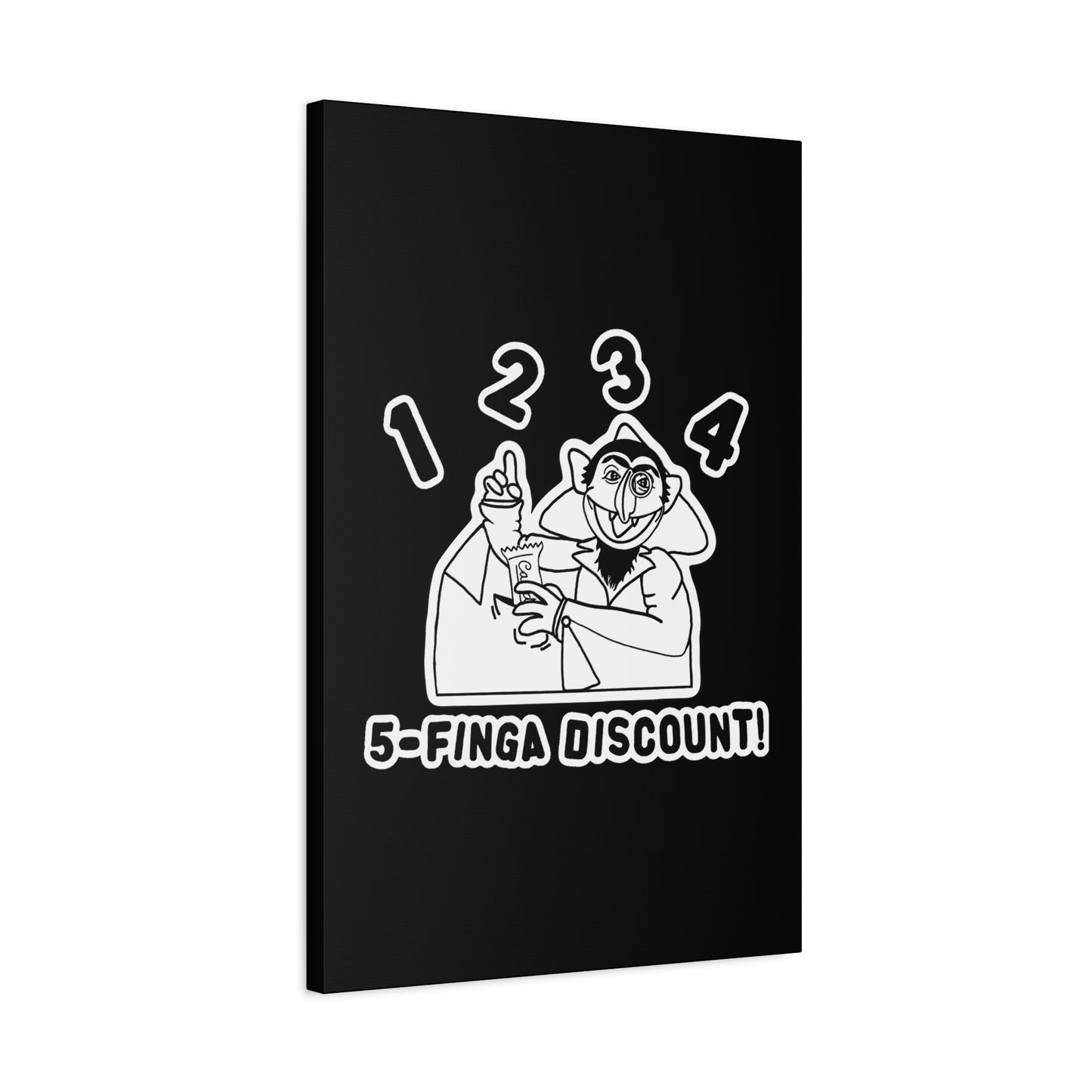 Five Finger Discount Outline Canvas Print Black - Sesame Street The Count Parody Art Print