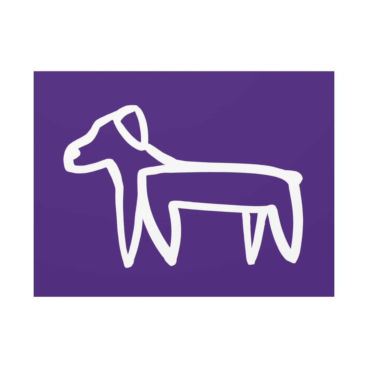 Dog Canvas Print on Purple (Transparent Style White Dog) - Dog Art Print