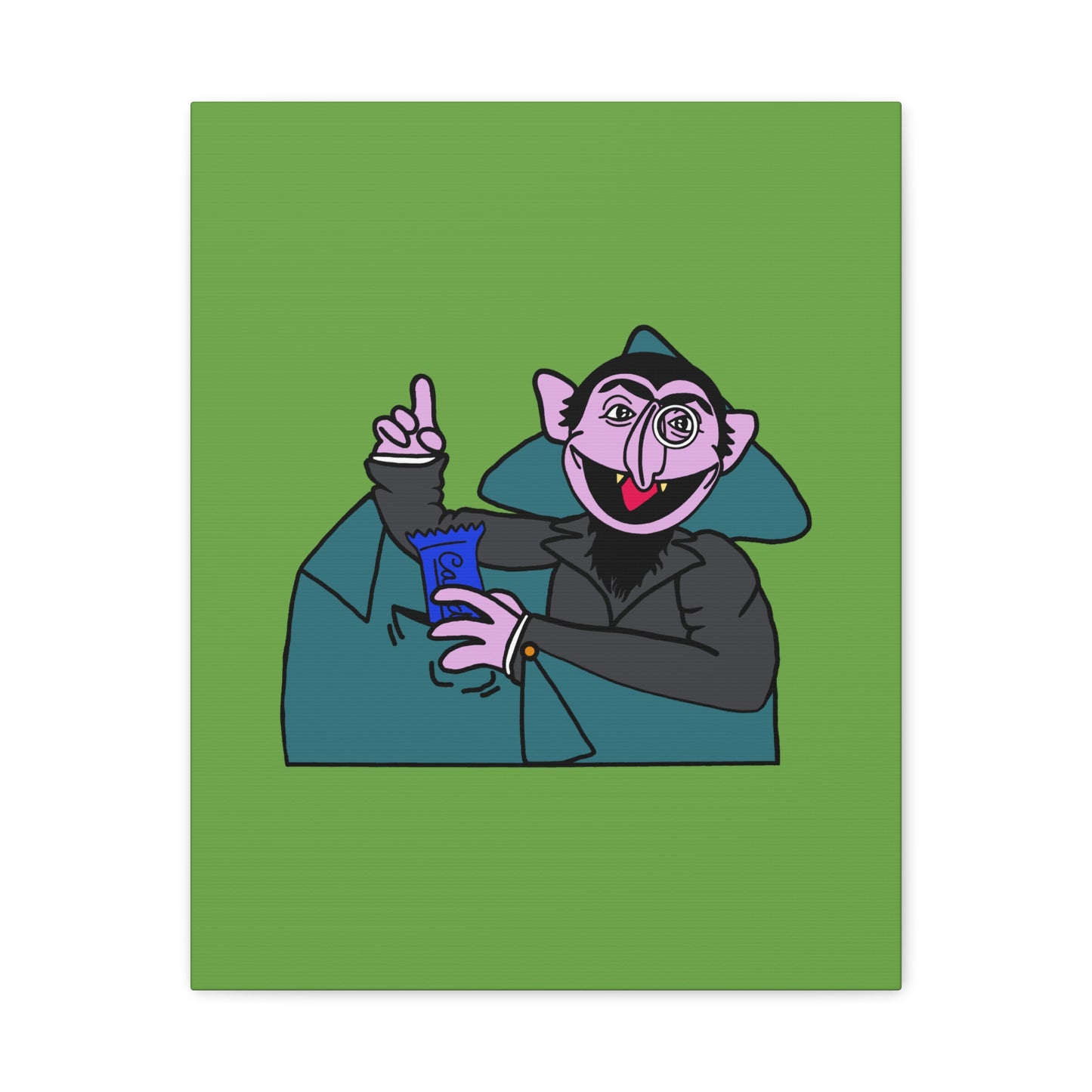 The Count Stealing Candy Canvas Print Green - Sesame Street The Count Parody Art
