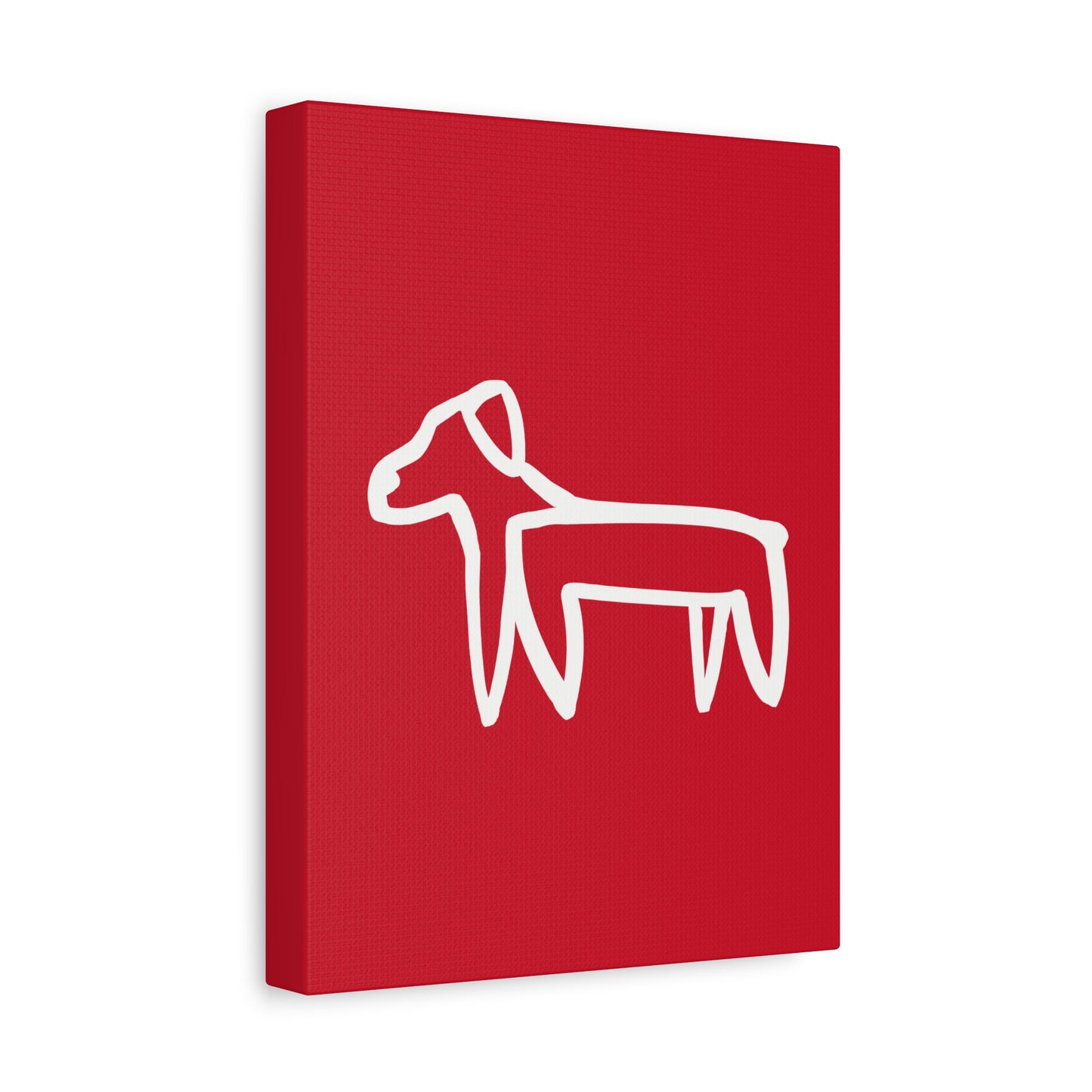 Dog Canvas Print on Red (Transparent Style White Dog) - Dog Art Print