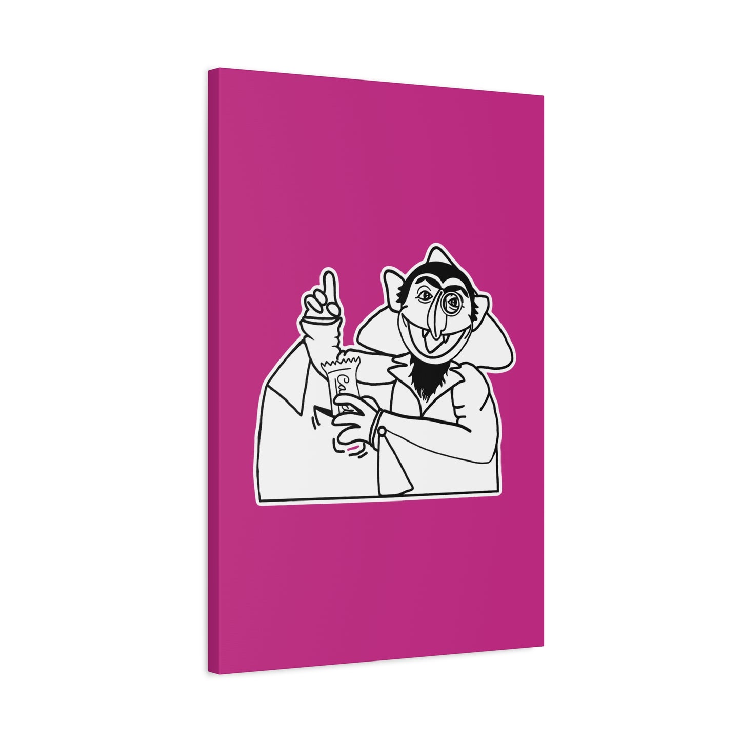 The Count Stealing Candy Outline Canvas Print Pink - Sesame Street The Count Parody Art