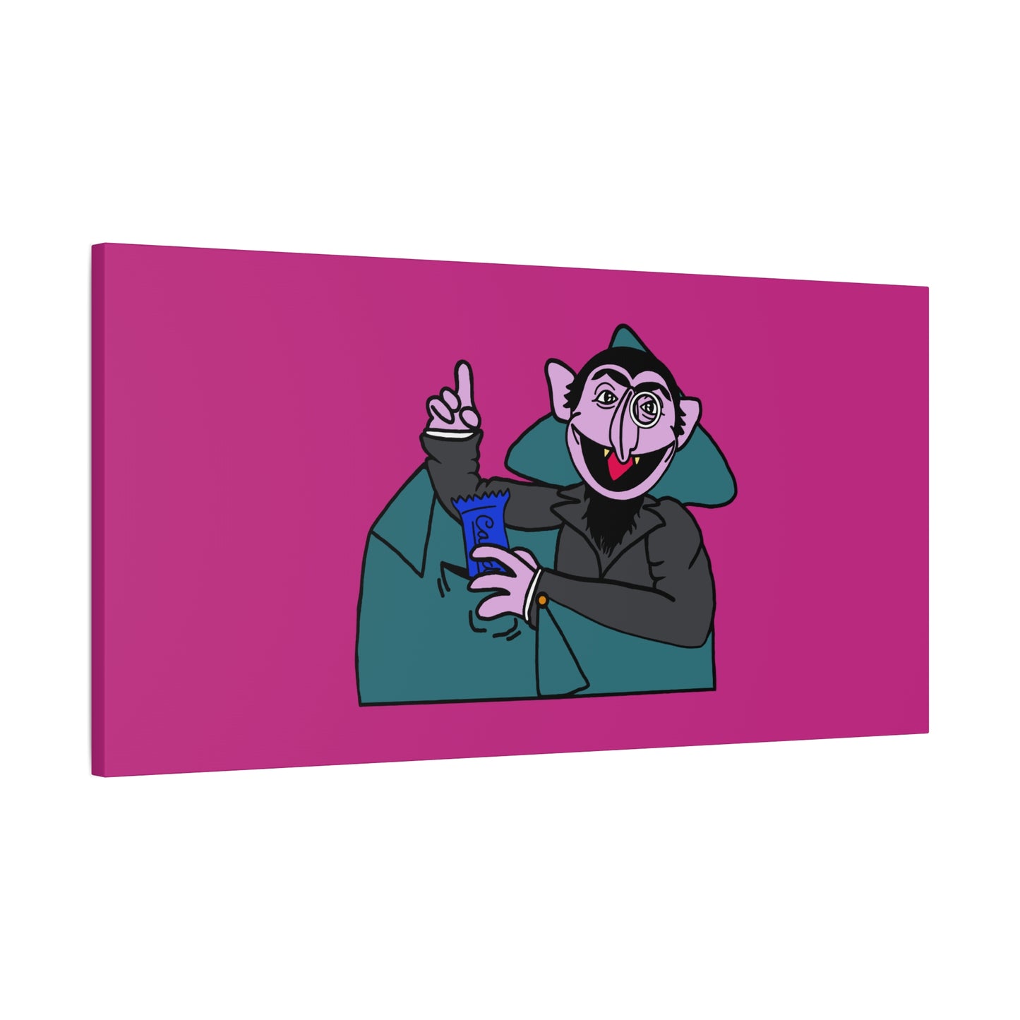 The Count Stealing Candy Canvas Print Pink - Sesame Street The Count Parody Art