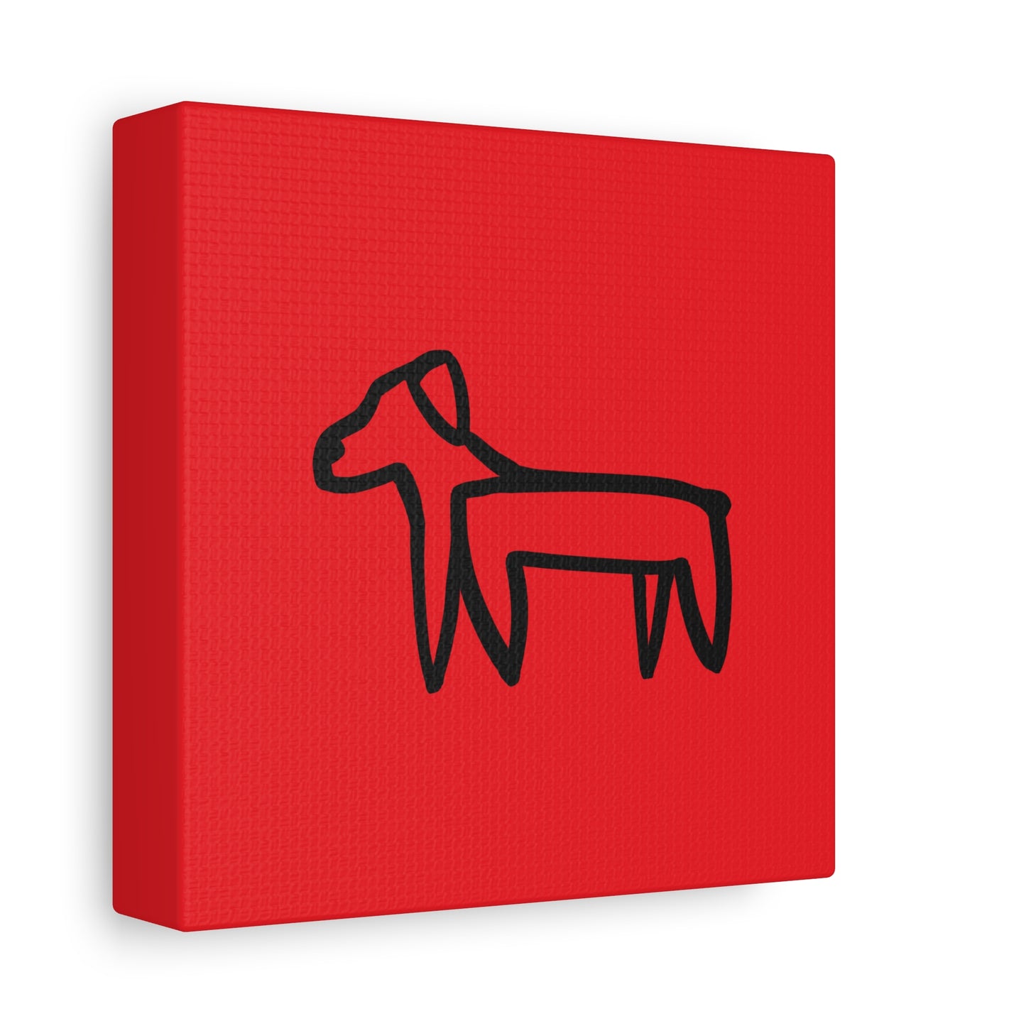 Dog Canvas Print on Red (Transparent Style Black Dog) - Dog Drawing Canvas