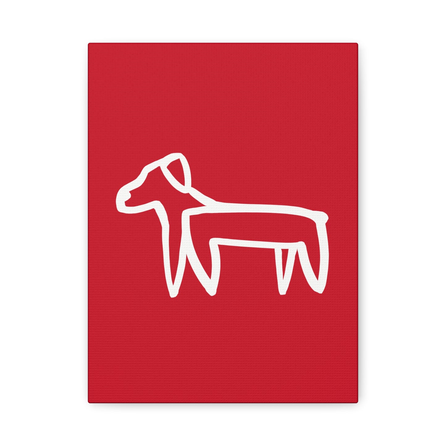 Dog Canvas Print on Red (Transparent Style White Dog) - Dog Art Print