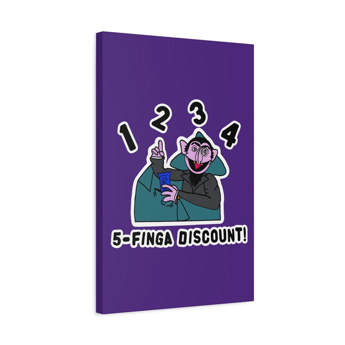 Five Finger Discount Canvas Print Light Purple - Sesame Street The Count Parody Art Print
