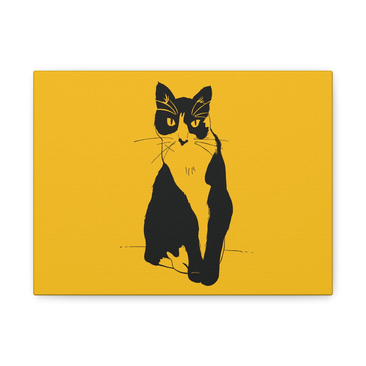 Cat Canvas Print on Yellow (Transparent Style Cat) - Cat Drawing Art