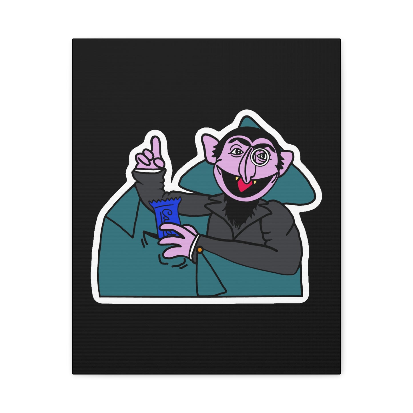 The Count Stealing Candy Canvas Print Black - Sesame Street The Count Parody Art