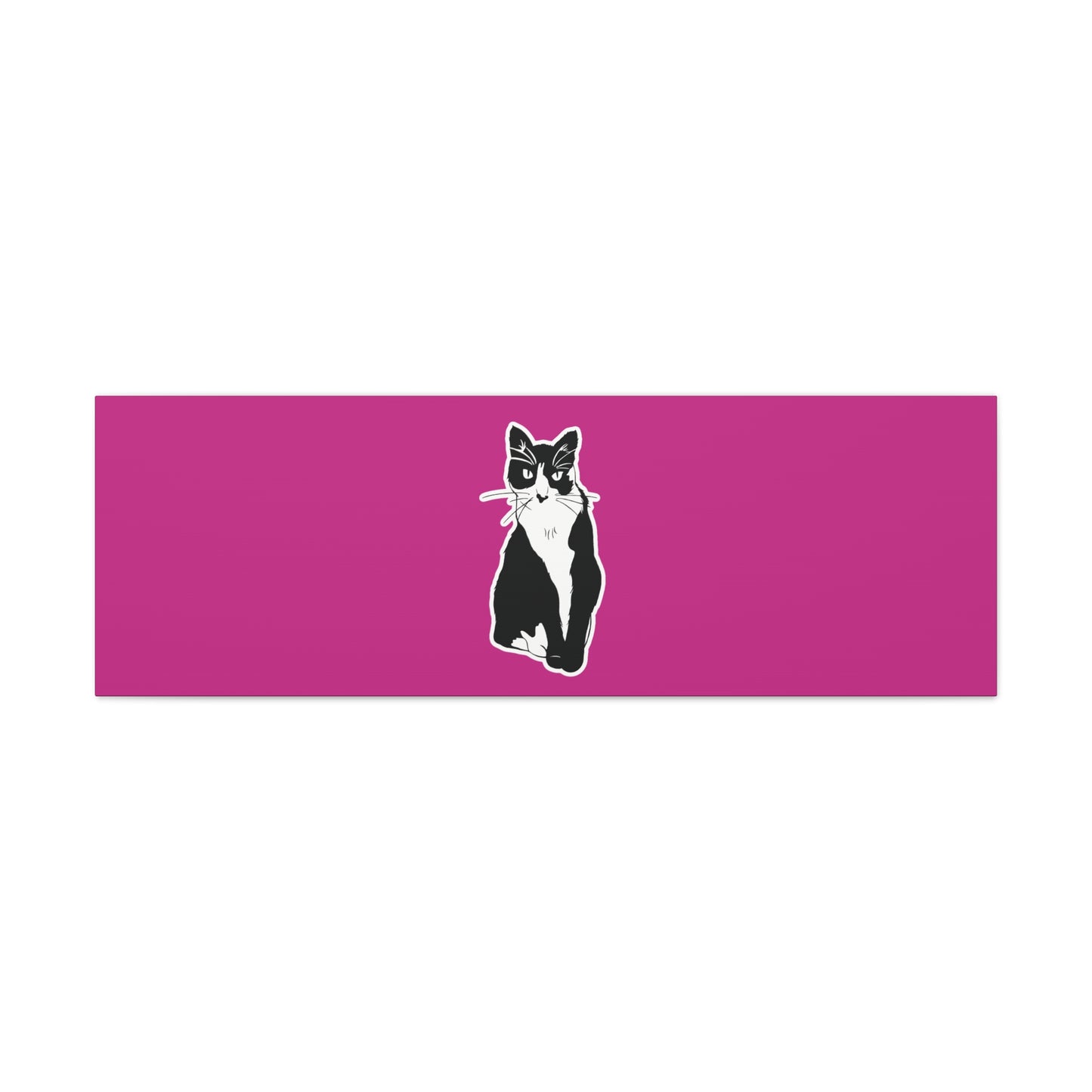 Cat Canvas on Pink (Sticker Style Cat) - Cat Drawing Art
