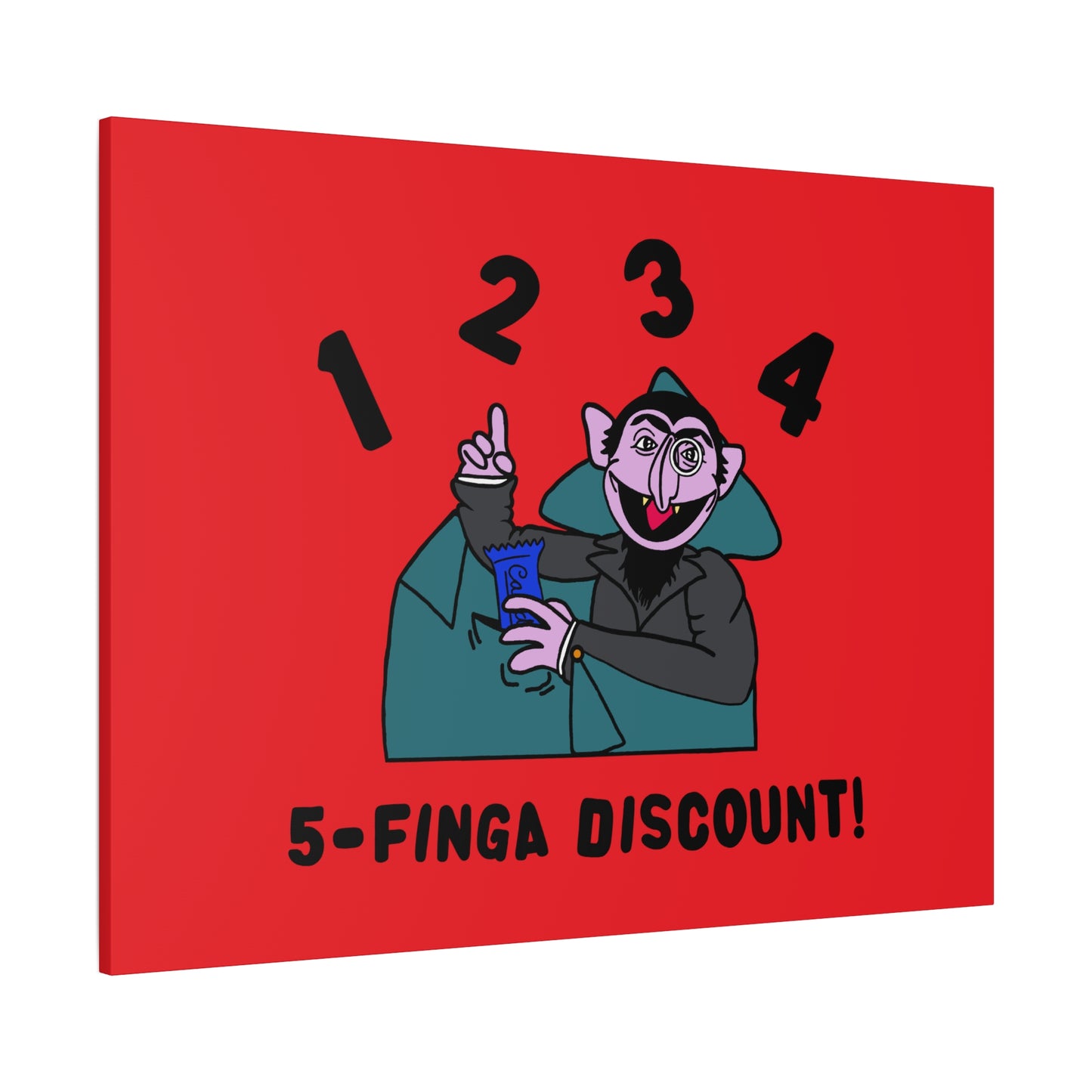 Five Finger Discount Canvas Print Red - Sesame Street The Count Parody Art Print