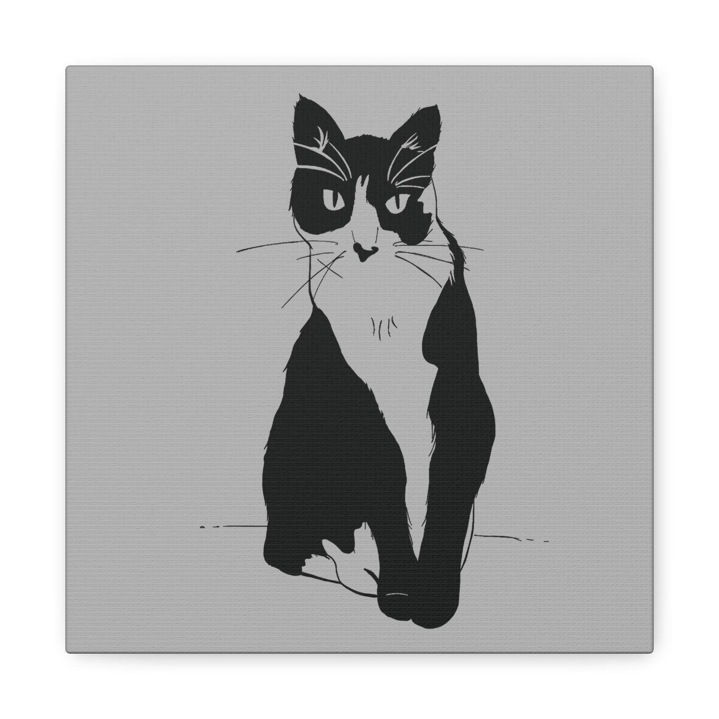 Cat Canvas Print on Grey (Transparent Style Cat) - Cat Drawing Art