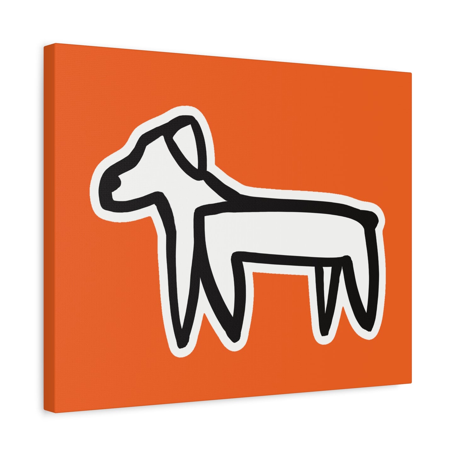 Dog Canvas Print on Orange (Sticker Style White Dog) - Dog Art Print