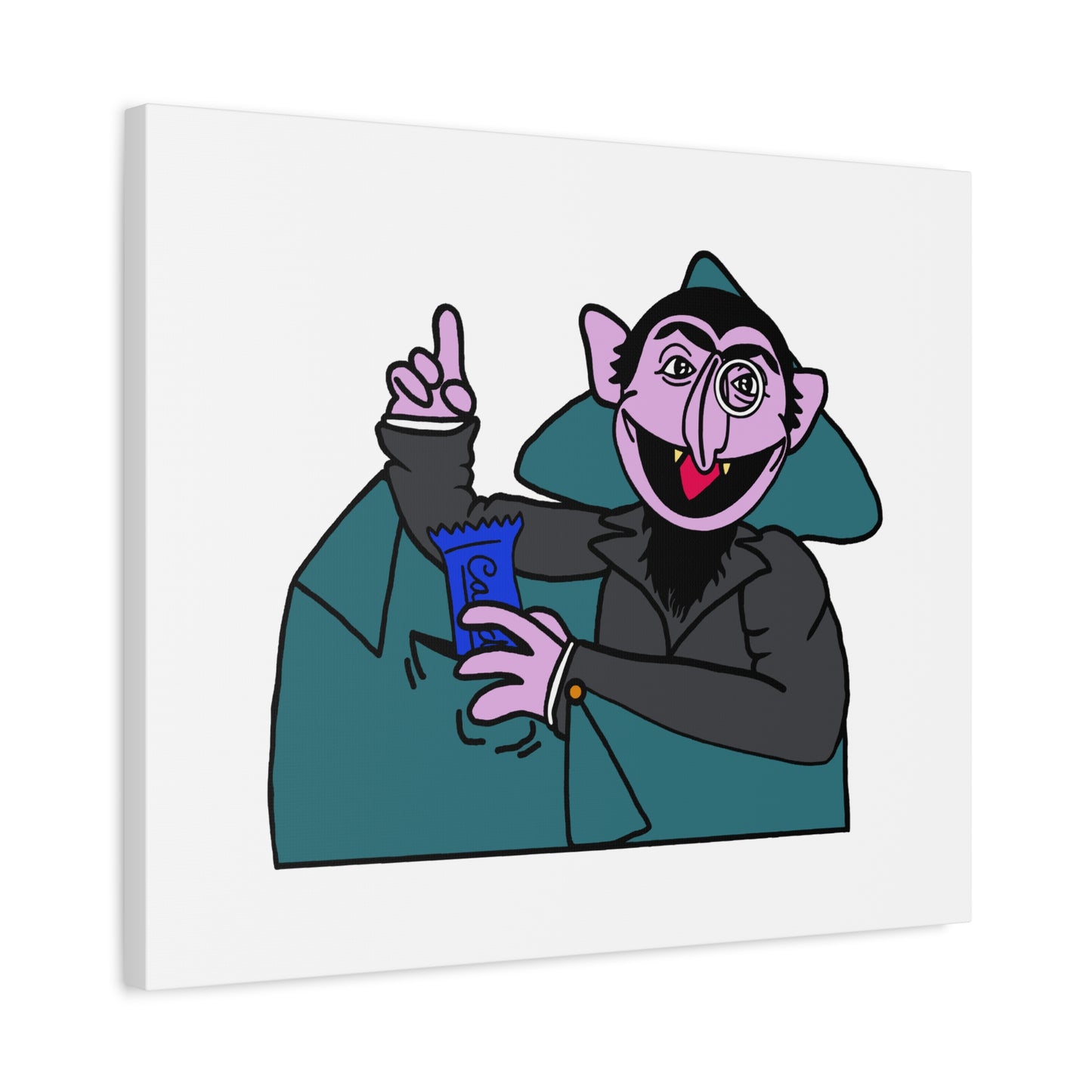 The Count Stealing Candy Canvas Print White - Sesame Street The Count Parody Art