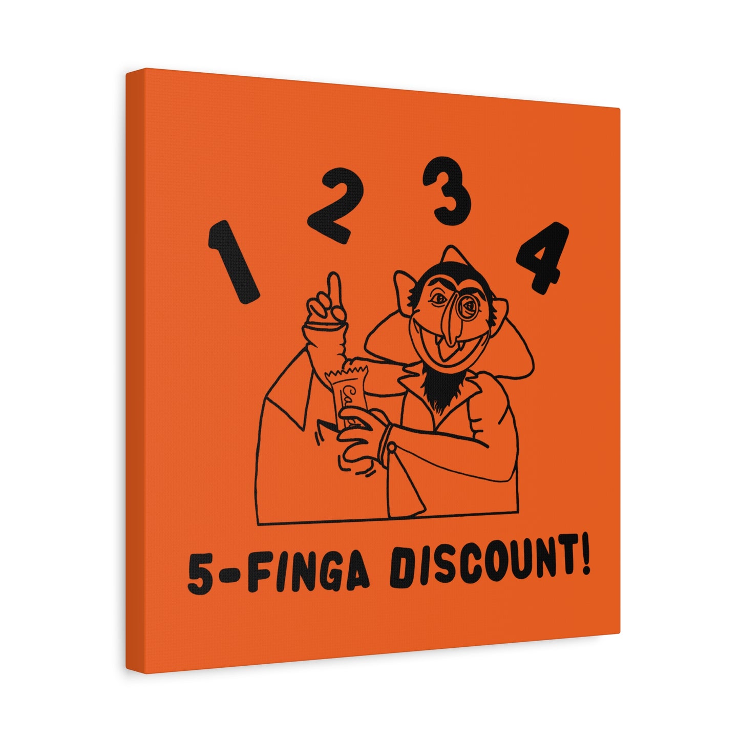 Five Finger Discount Outline Canvas Print Orange - Sesame Street The Count Parody Art Print