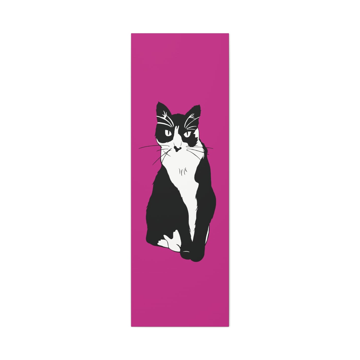Cat Canvas on Pink (B&W Style Cat) - Cat Drawing Art