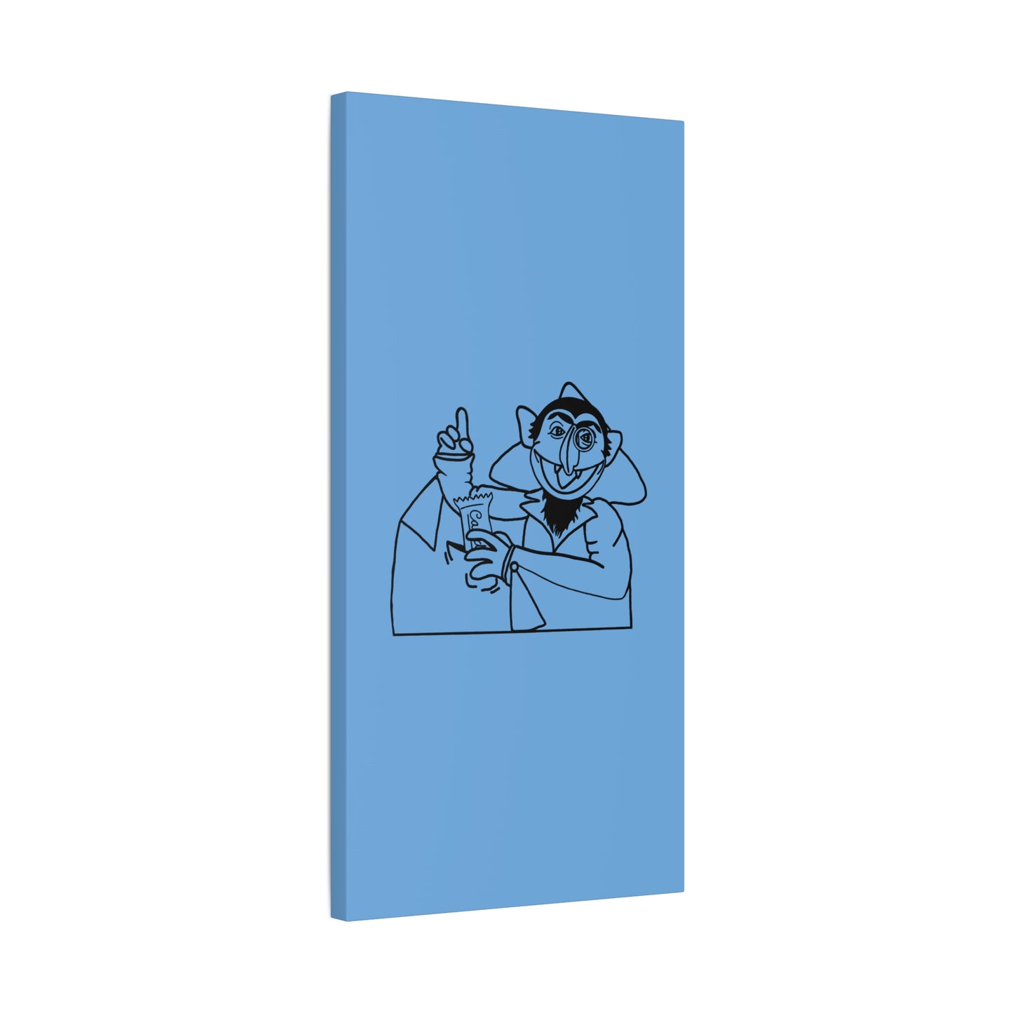 The Count Stealing Candy Outline Canvas Print Light Blue - Sesame Street The Count Parody Art