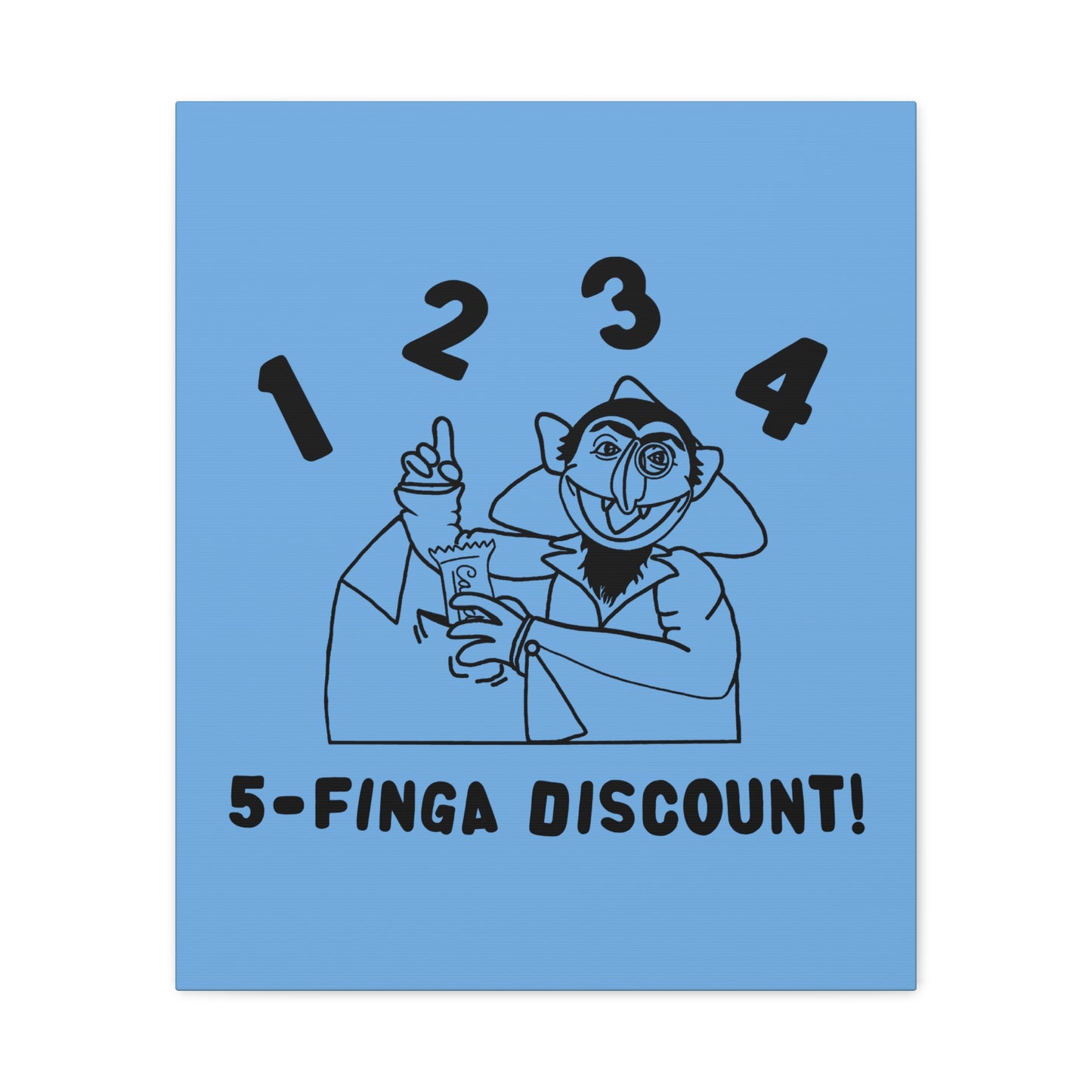 Five Finger Discount Outline Canvas Print Light Blue - Sesame Street The Count Parody Art Print