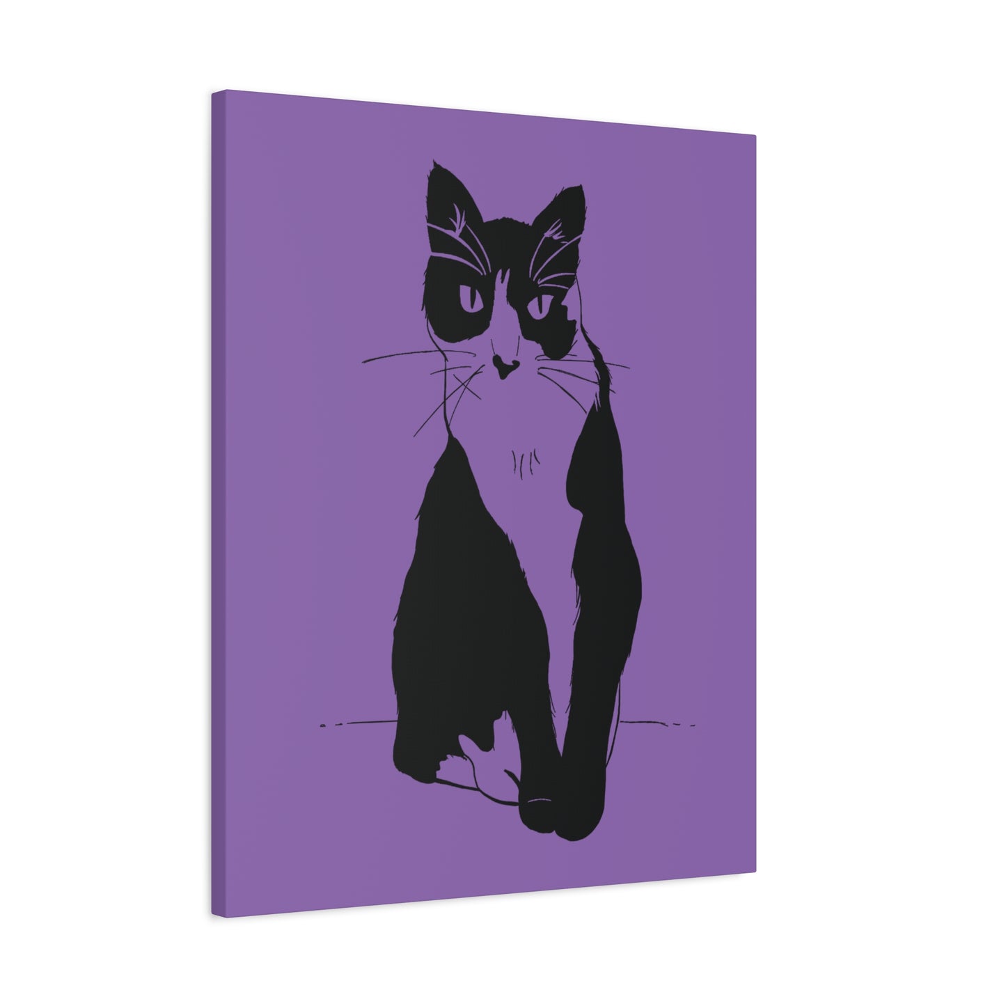 Cat Canvas Print on Purple (Transparent Style Cat) - Cat Drawing Art